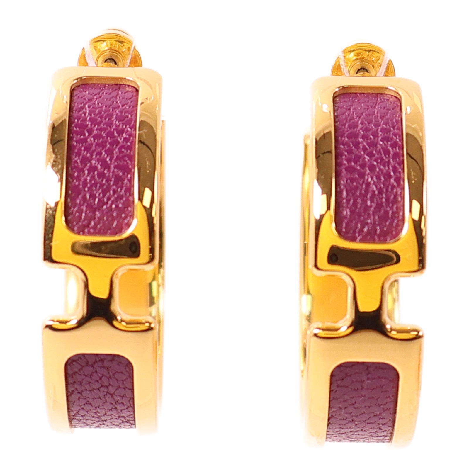 HERMES 金屬Olympe Earrings耳環金色/紫色