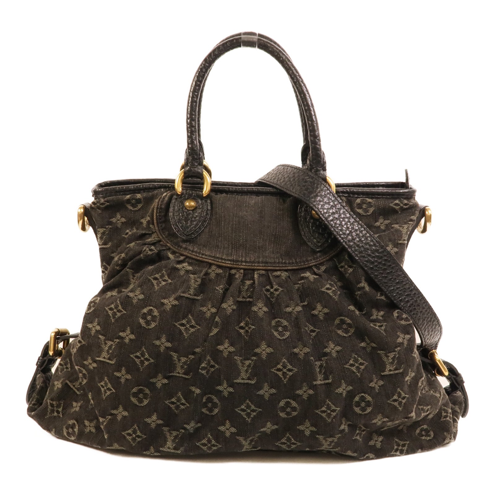 LOUIS VUITTON Monogram Denim Neo Cabby MM金扣手挽肩背兩用袋