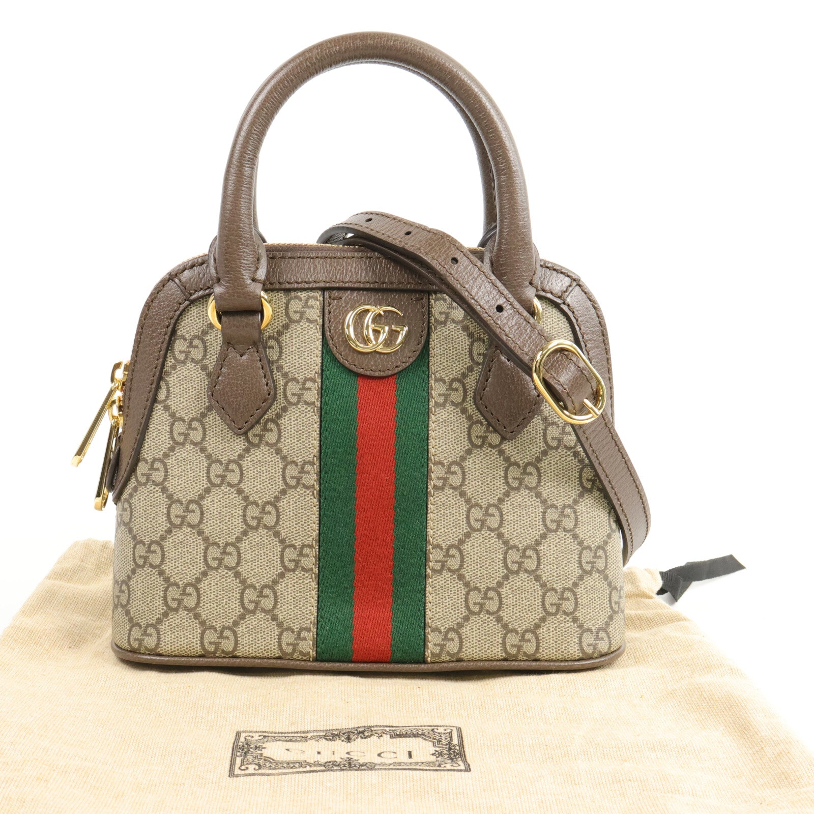 GUCCI 塗層帆布Ophidia GG Mini Top Handle手挽肩背兩用袋