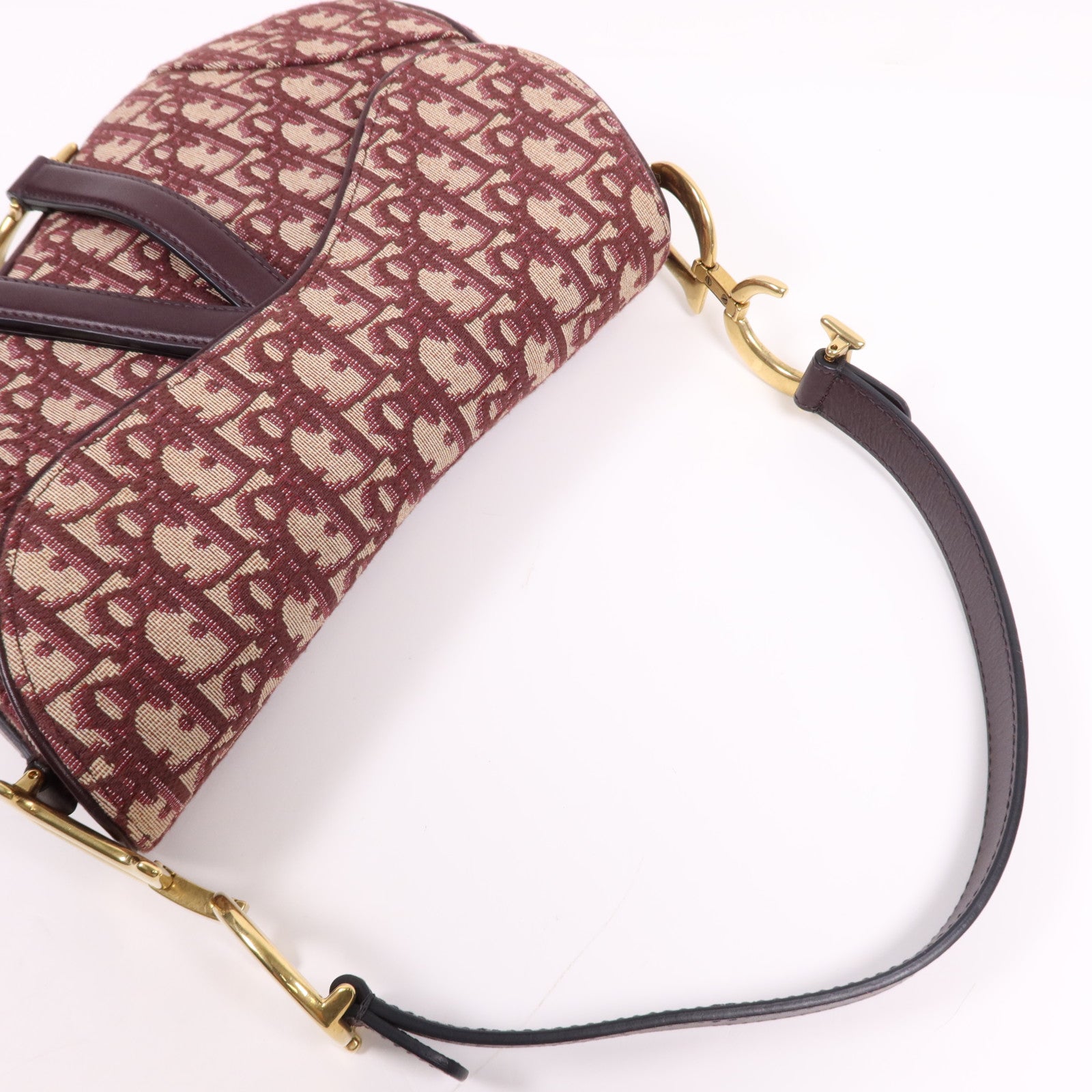 Dior 帆布Mini Saddle金扣手挽袋