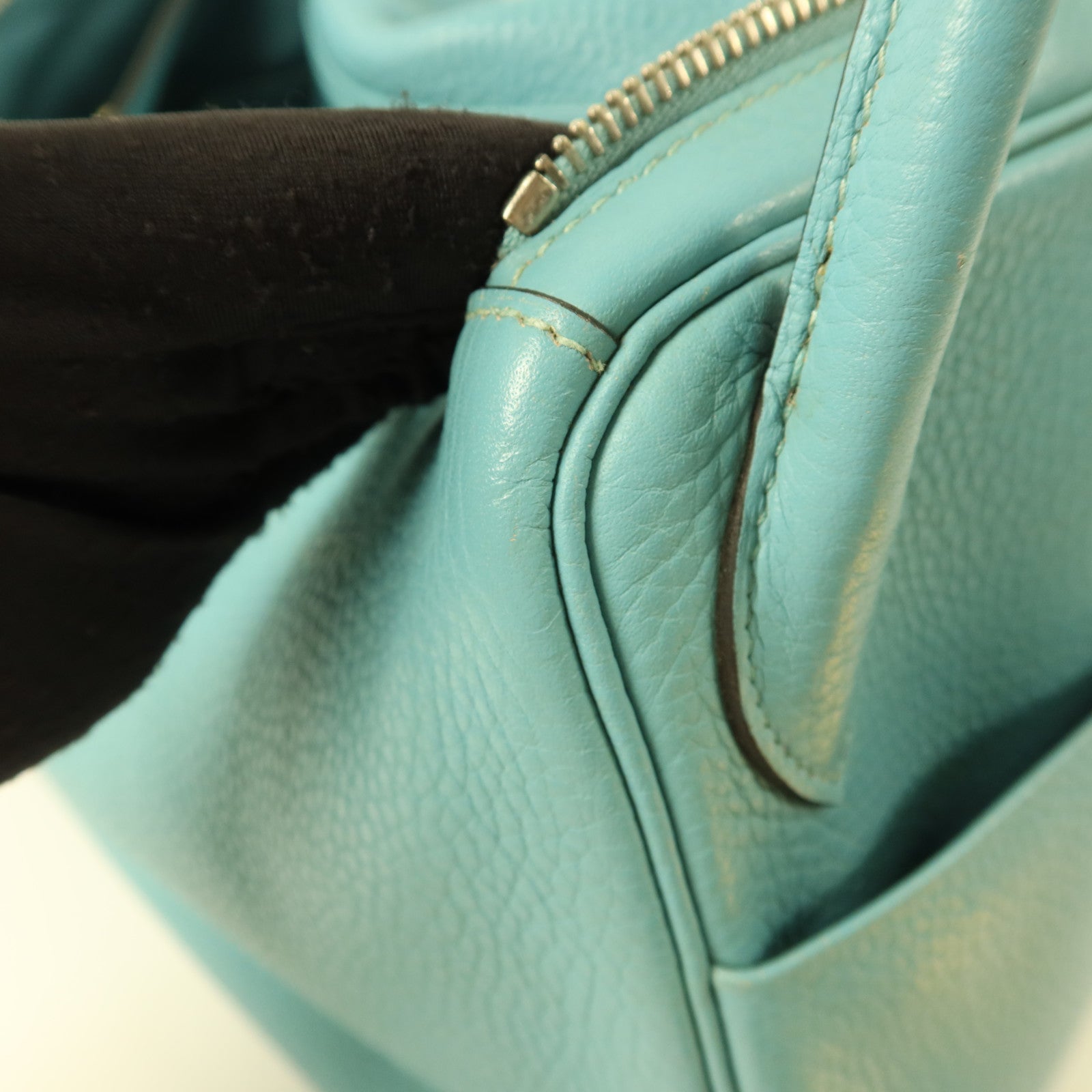 HERMES Clemence皮革Lindy 30手挽肩背兩用袋Bleu Atoll