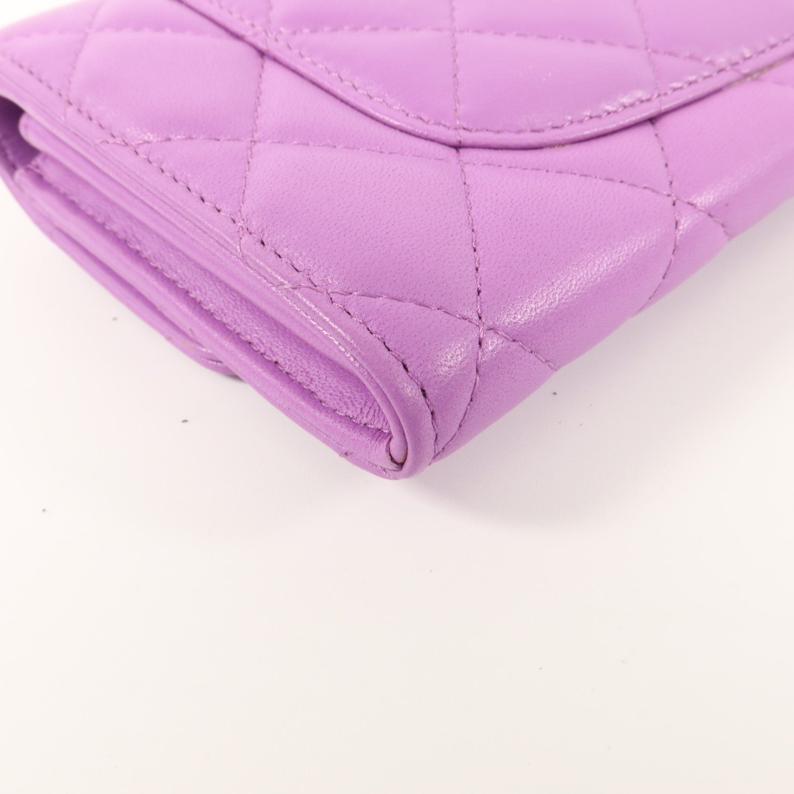 CHANEL 羊皮皮革Long Wallet銀扣長錢包
