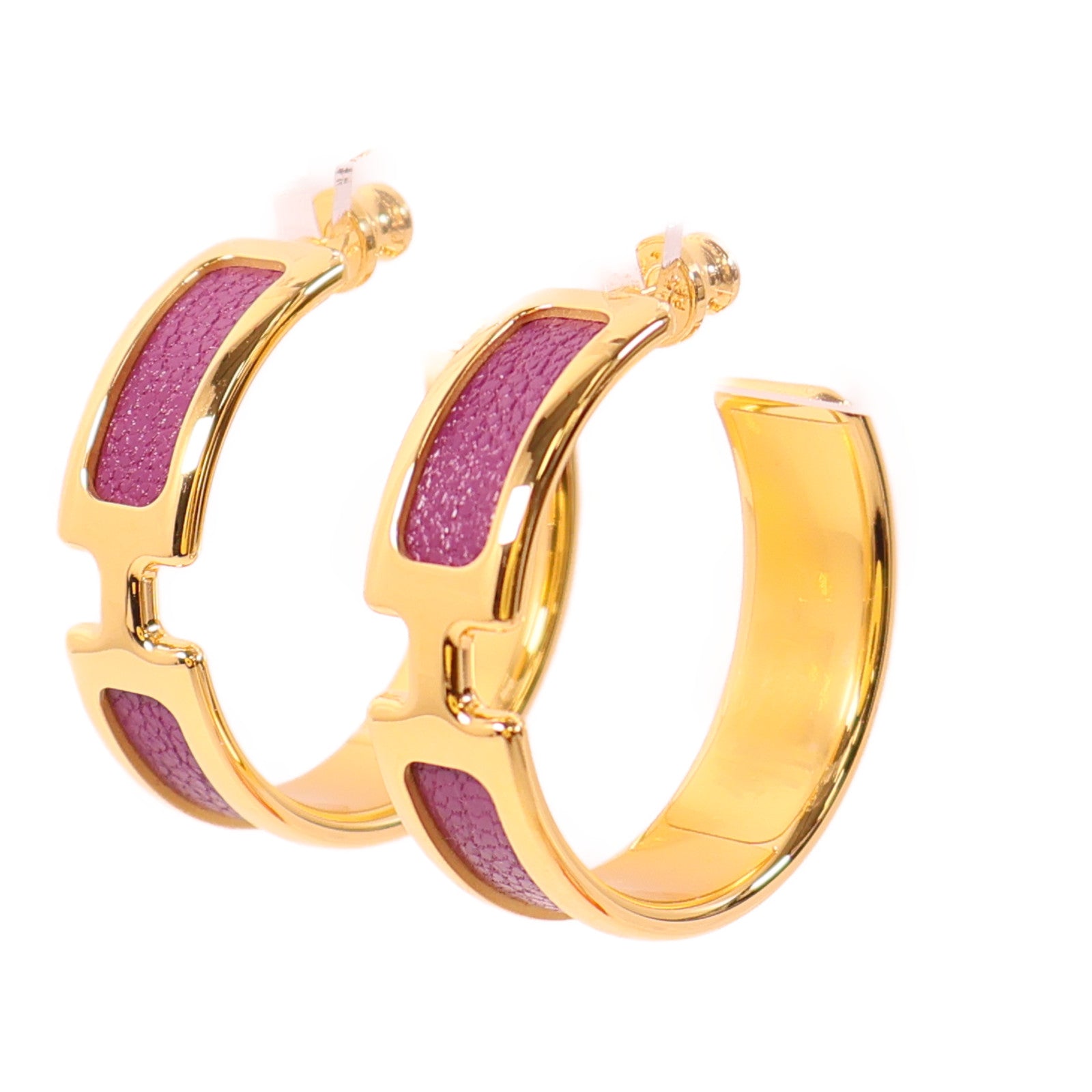 HERMES 金屬Olympe Earrings耳環金色/紫色