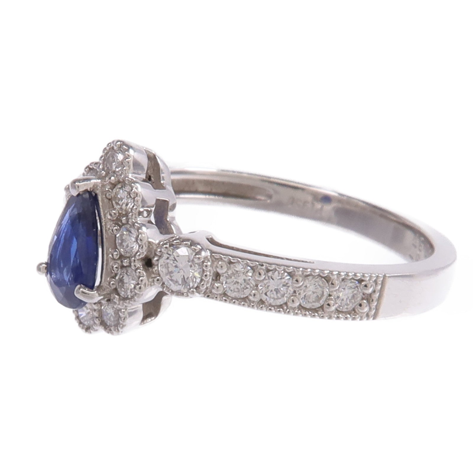 JEWELRY 【激減優惠】PT950鉑金Sapphire Diamond Ring藍寶石/鑽石戒指US#6