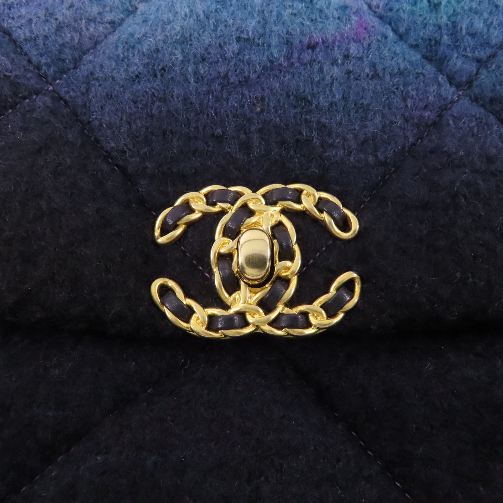 CHANEL 羊毛Ombre Large 19鏈帶手挽肩背兩用袋