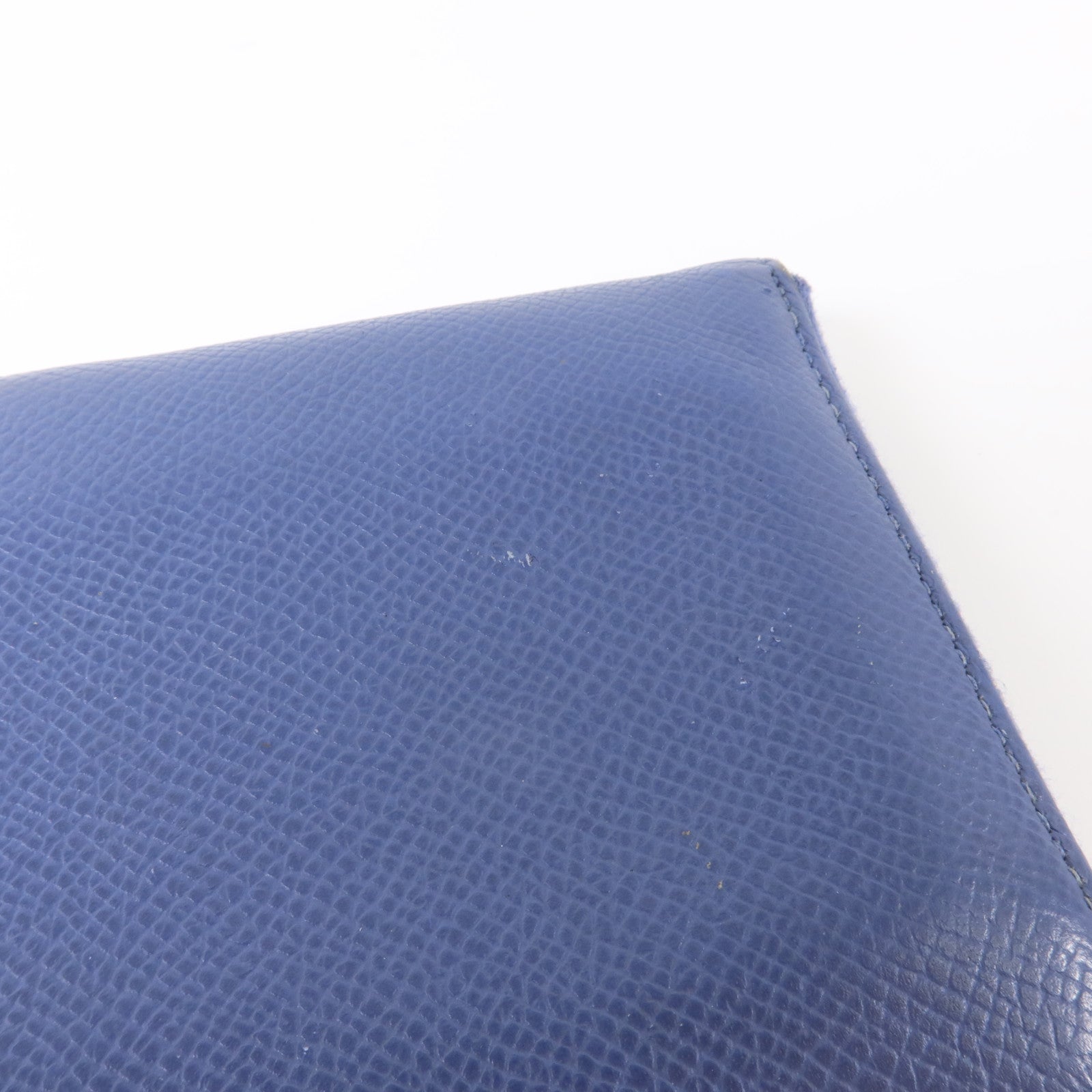 HERMES Epsom皮革Silk In Compact銀扣錢包Bleu Brighton