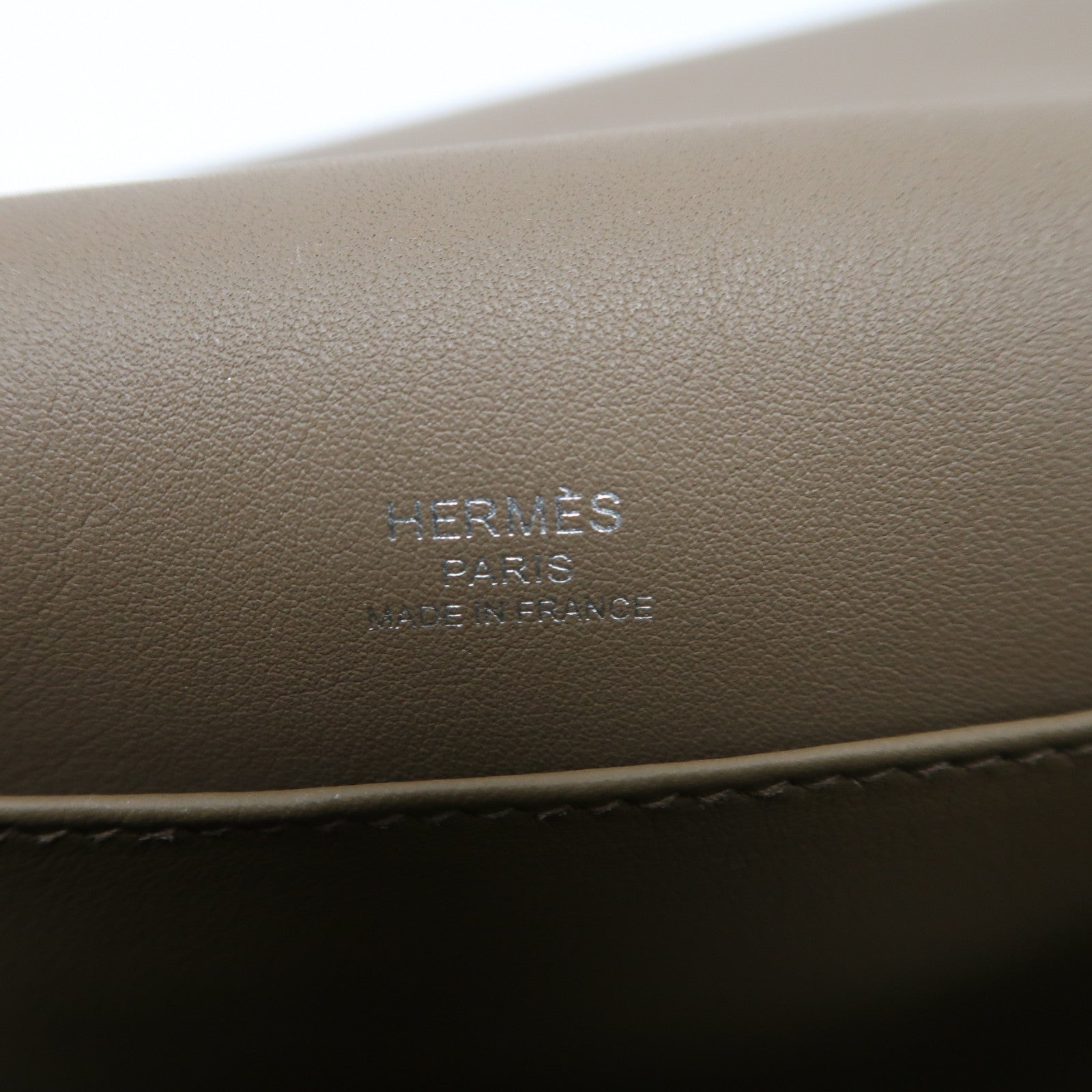 HERMES Chevre皮革Geta銀扣肩背袋大象灰色