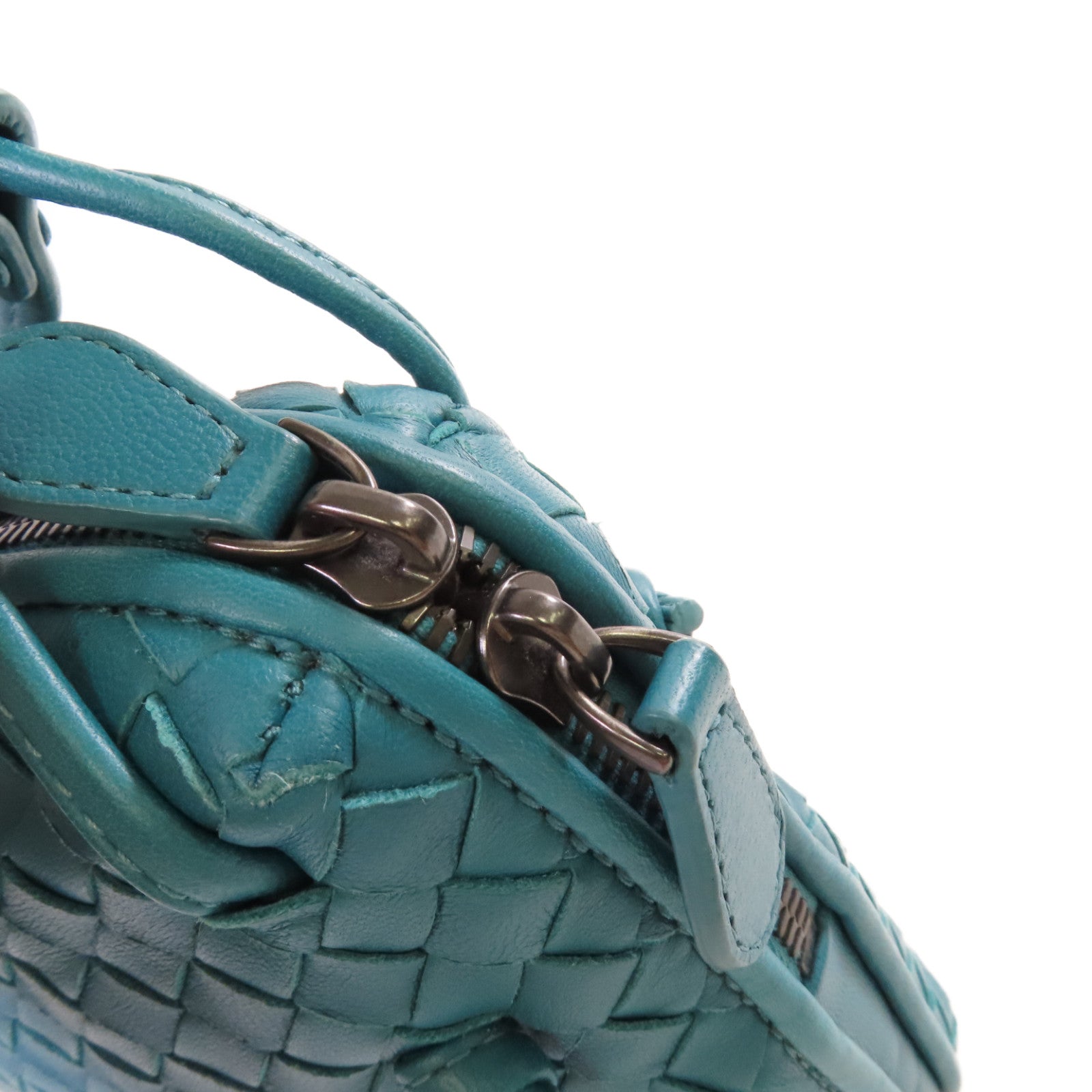 BOTTEGA VENETA 織紋皮革Shoulder Bag肩背袋湖水綠色