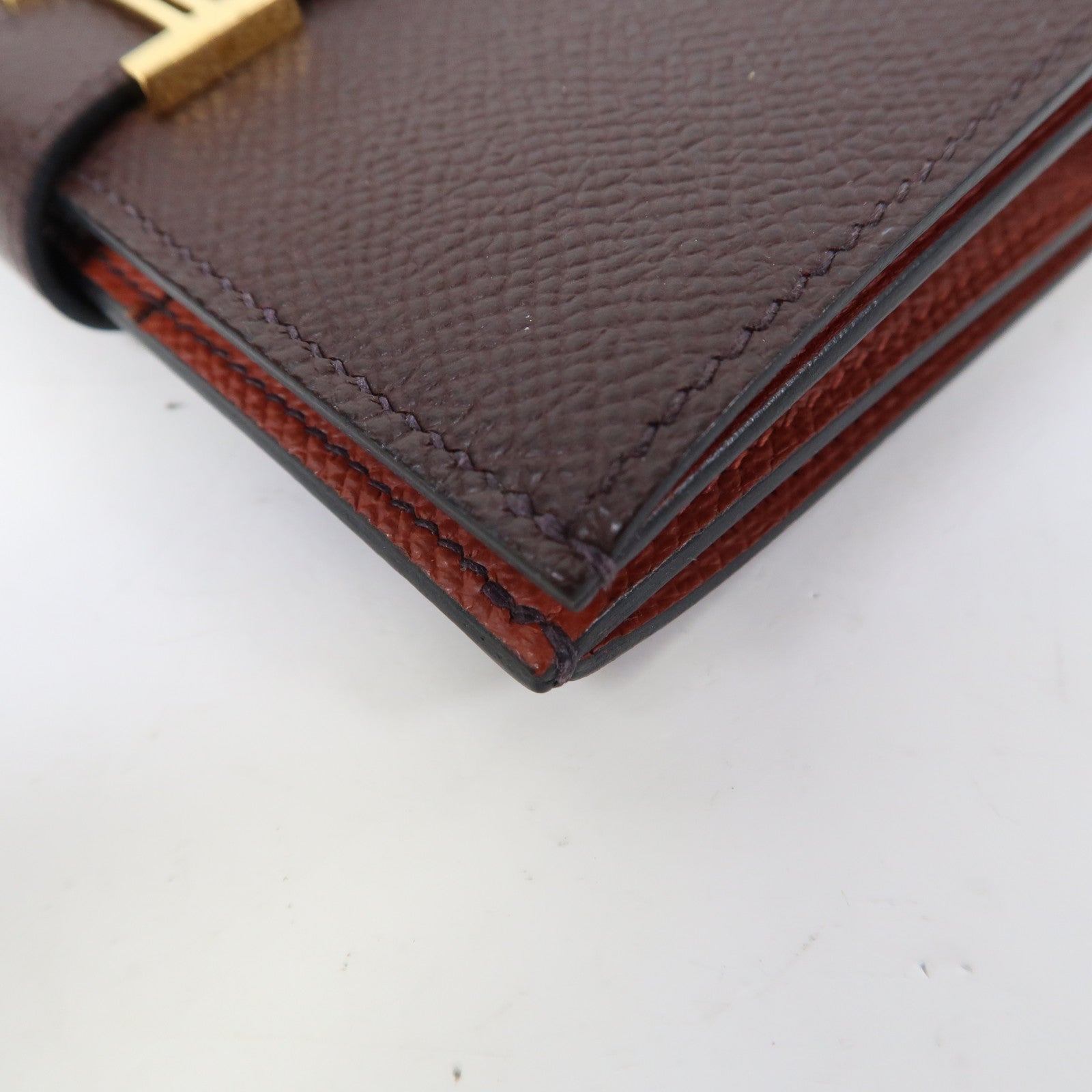 HERMES Epsom皮革Bearn Wallet金扣錢包啡色