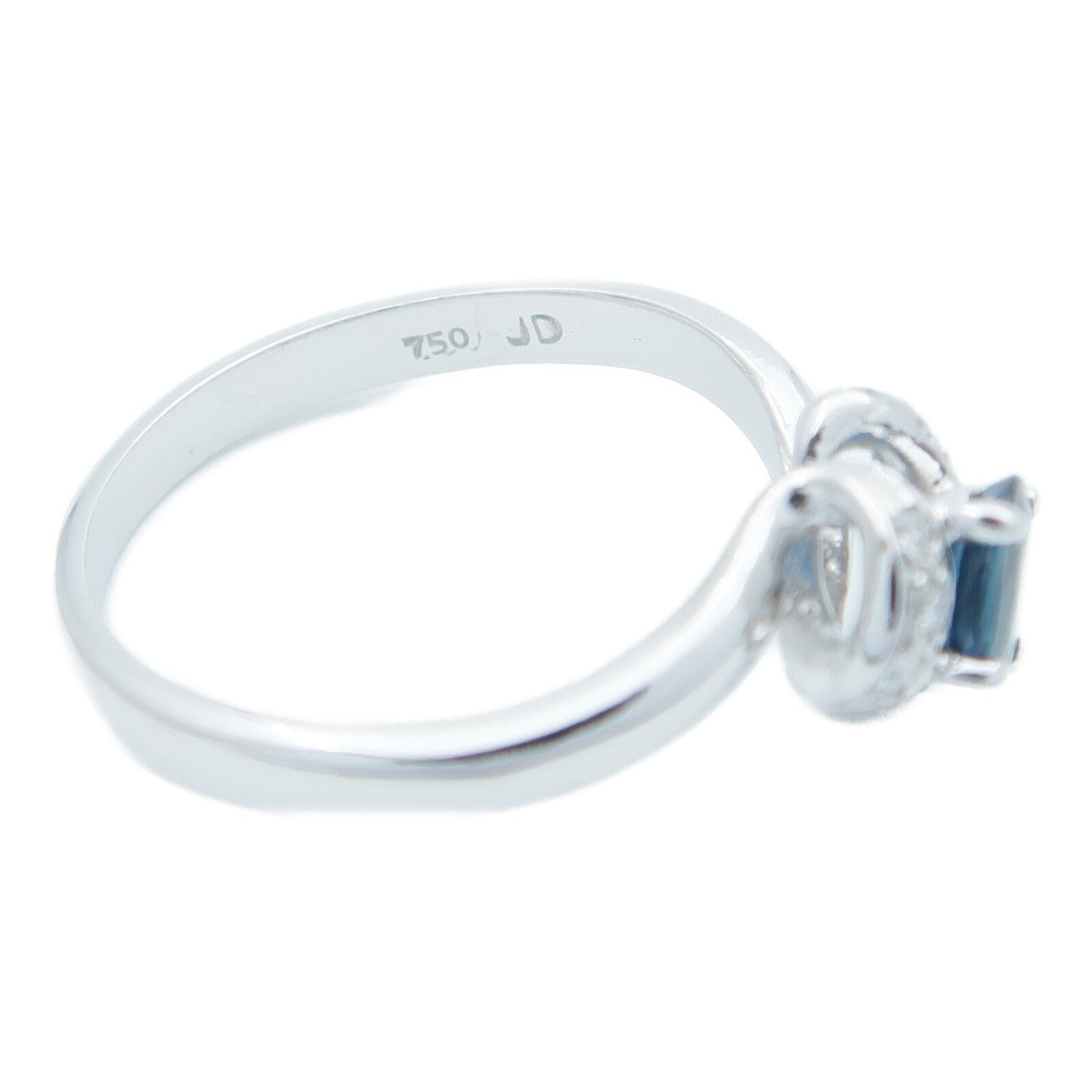JEWELRY 18K白金Sapphire Diamond藍寶石/鑽石戒指US#7.5