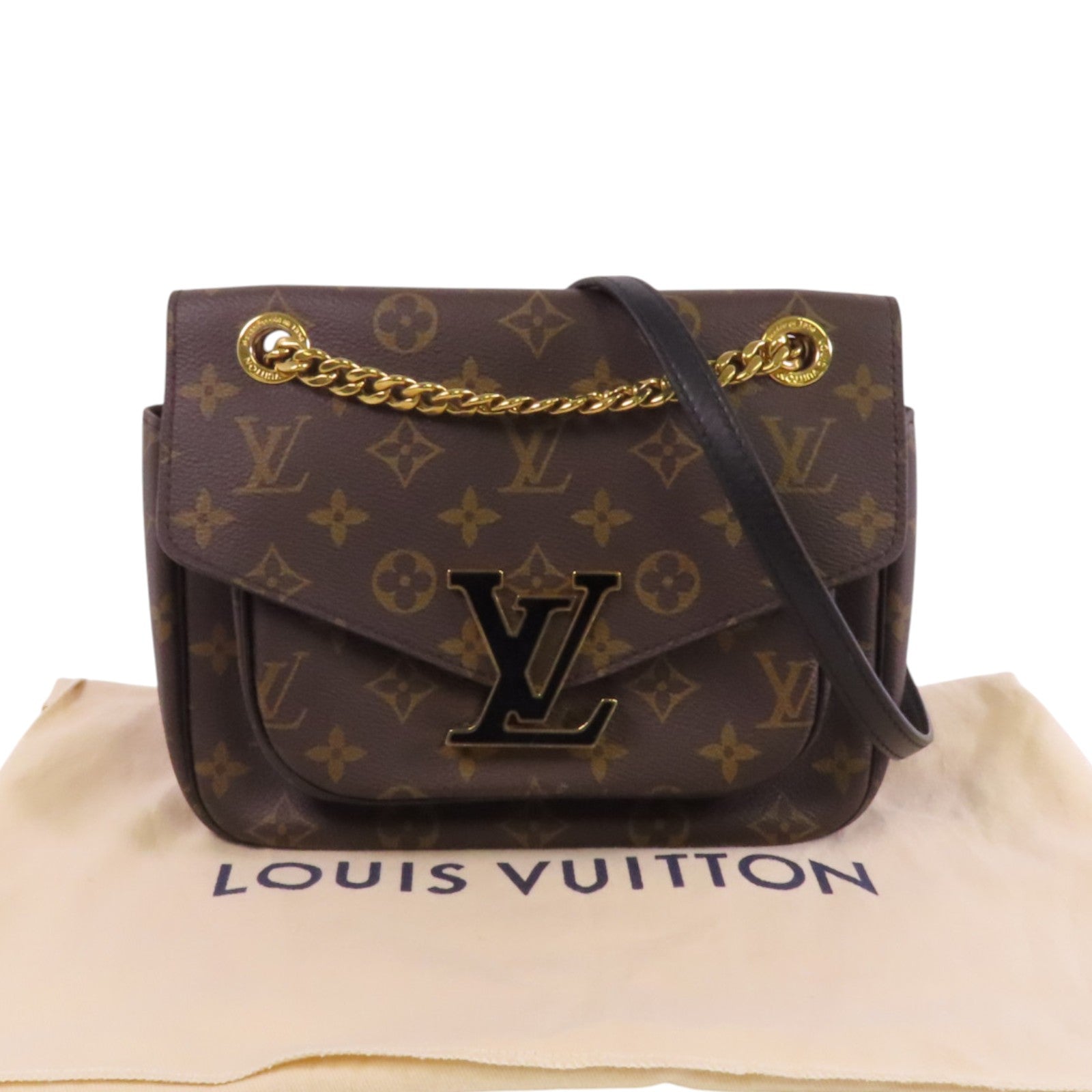 LOUIS VUITTON Monogram Passy銀扣鏈帶肩背袋