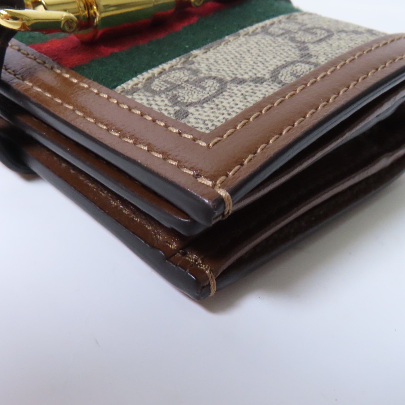 GUCCI GG Supreme帆布/皮革Jackie 1961 Card Case Wallet金扣錢包啡色/米色