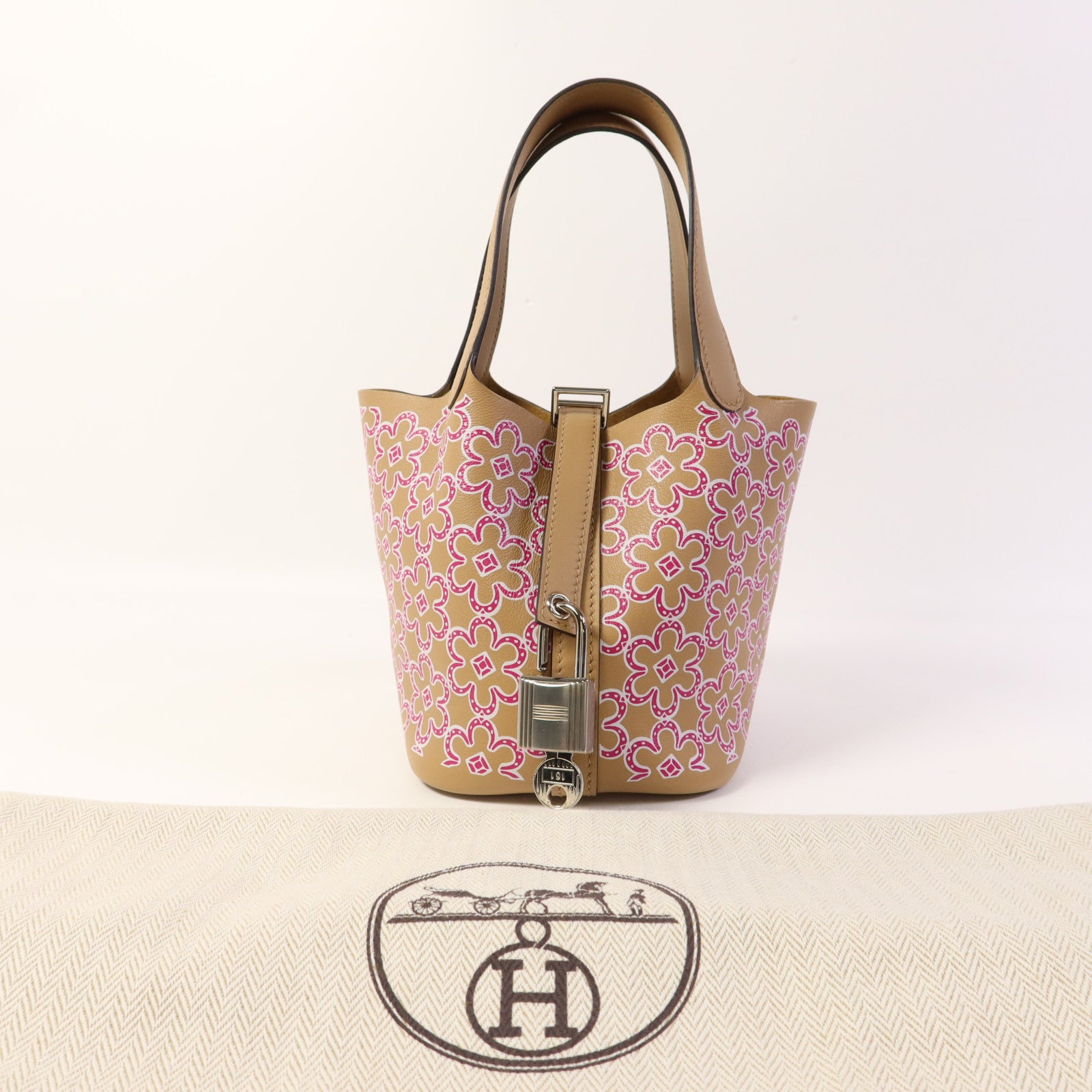 HERMES Swift皮革Picotin Lucky Daisy銀扣手挽袋Chai