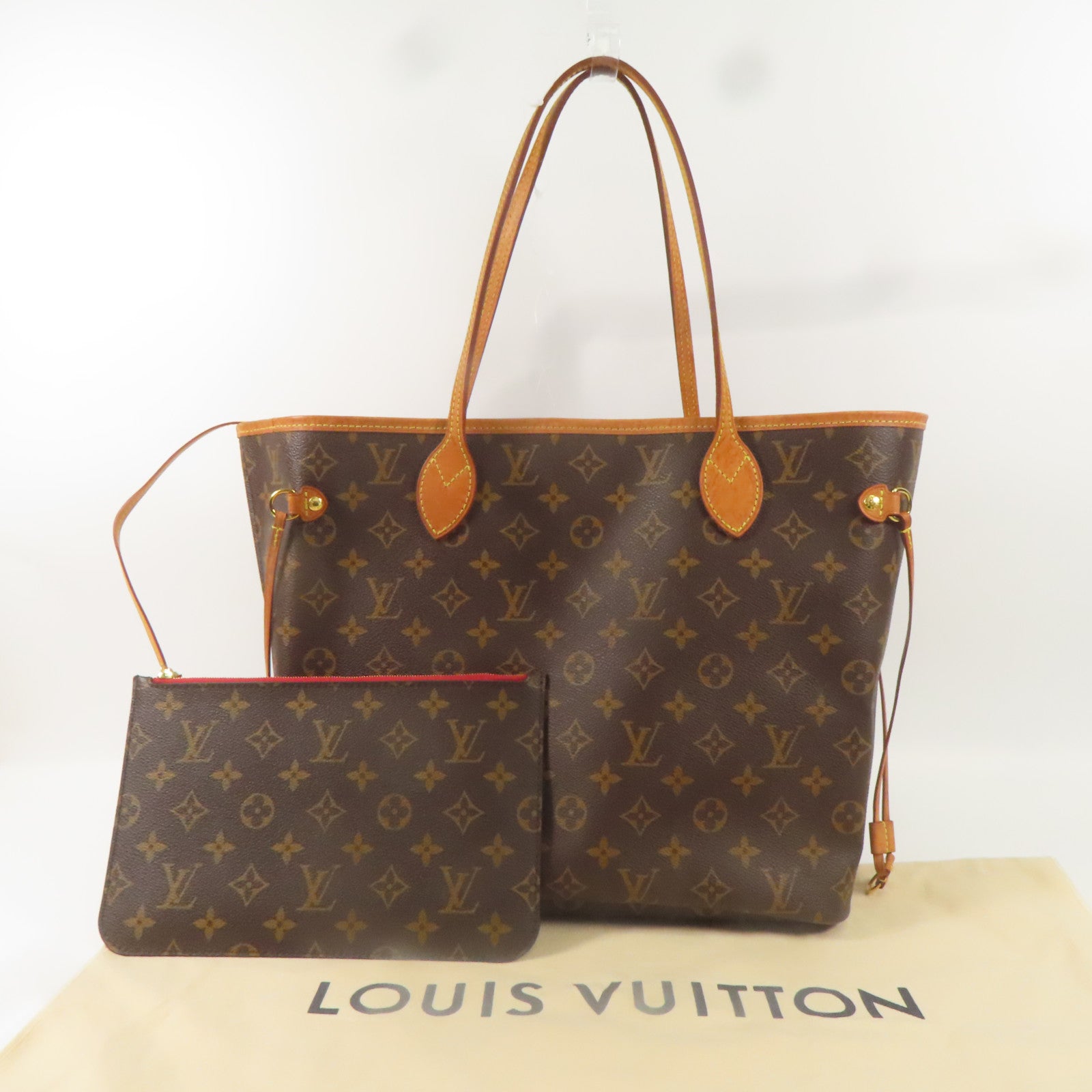 LOUIS VUITTON Monogram Neverfull MM金扣肩背袋手挽袋