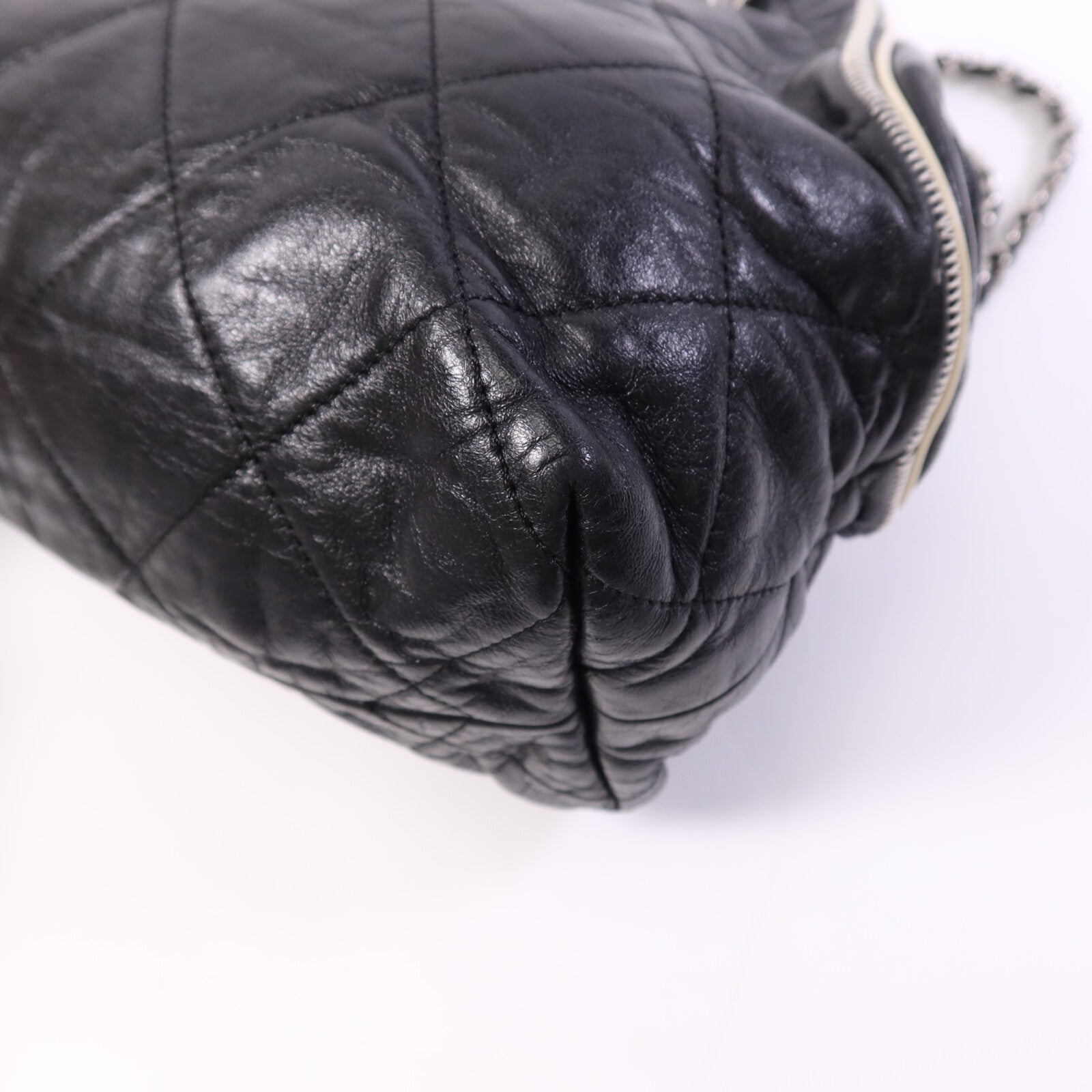 CHANEL 牛皮皮革Chain Shoulder Bag銀扣鏈帶肩背袋