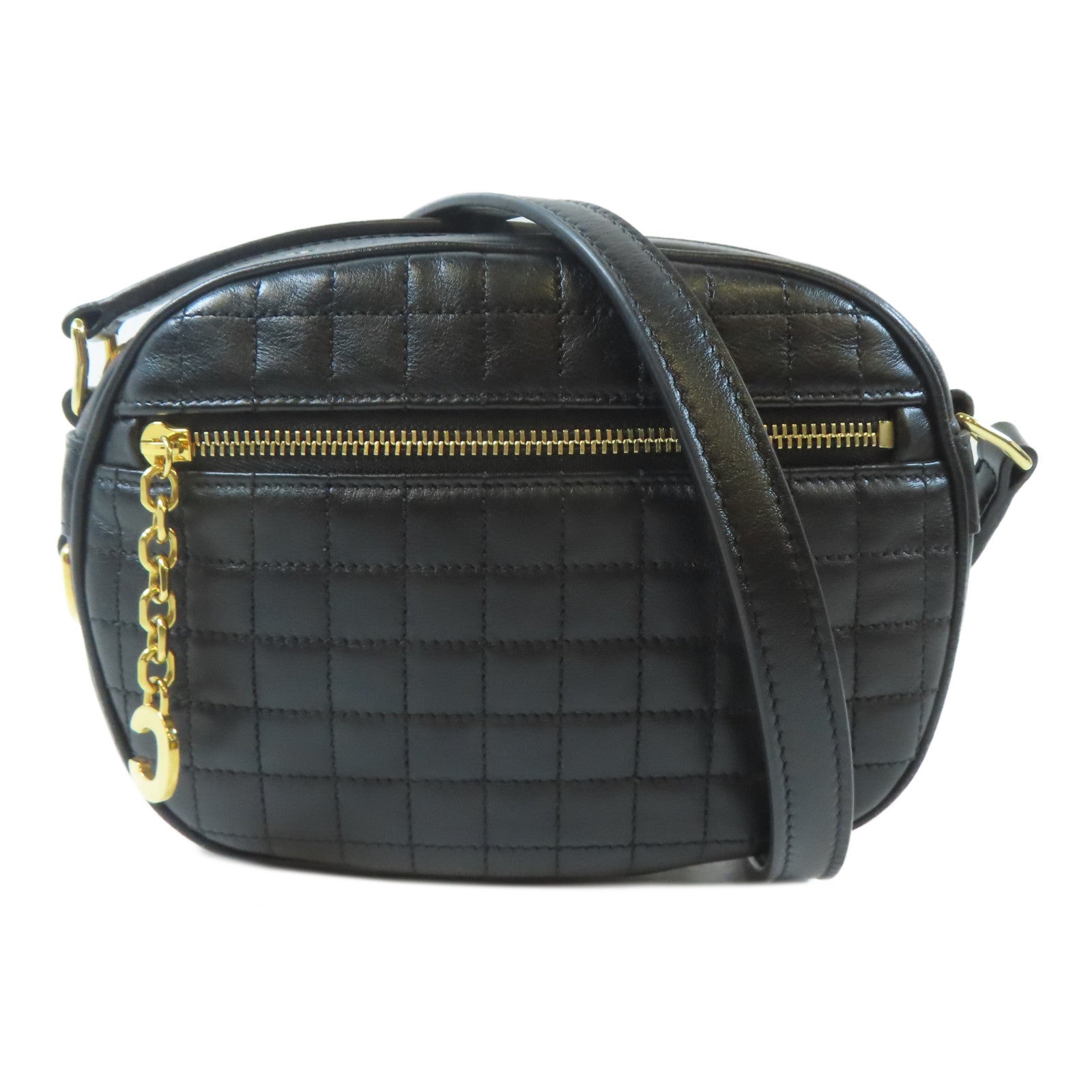 CELINE 牛皮皮革C Charm Bag金扣肩背袋黑色