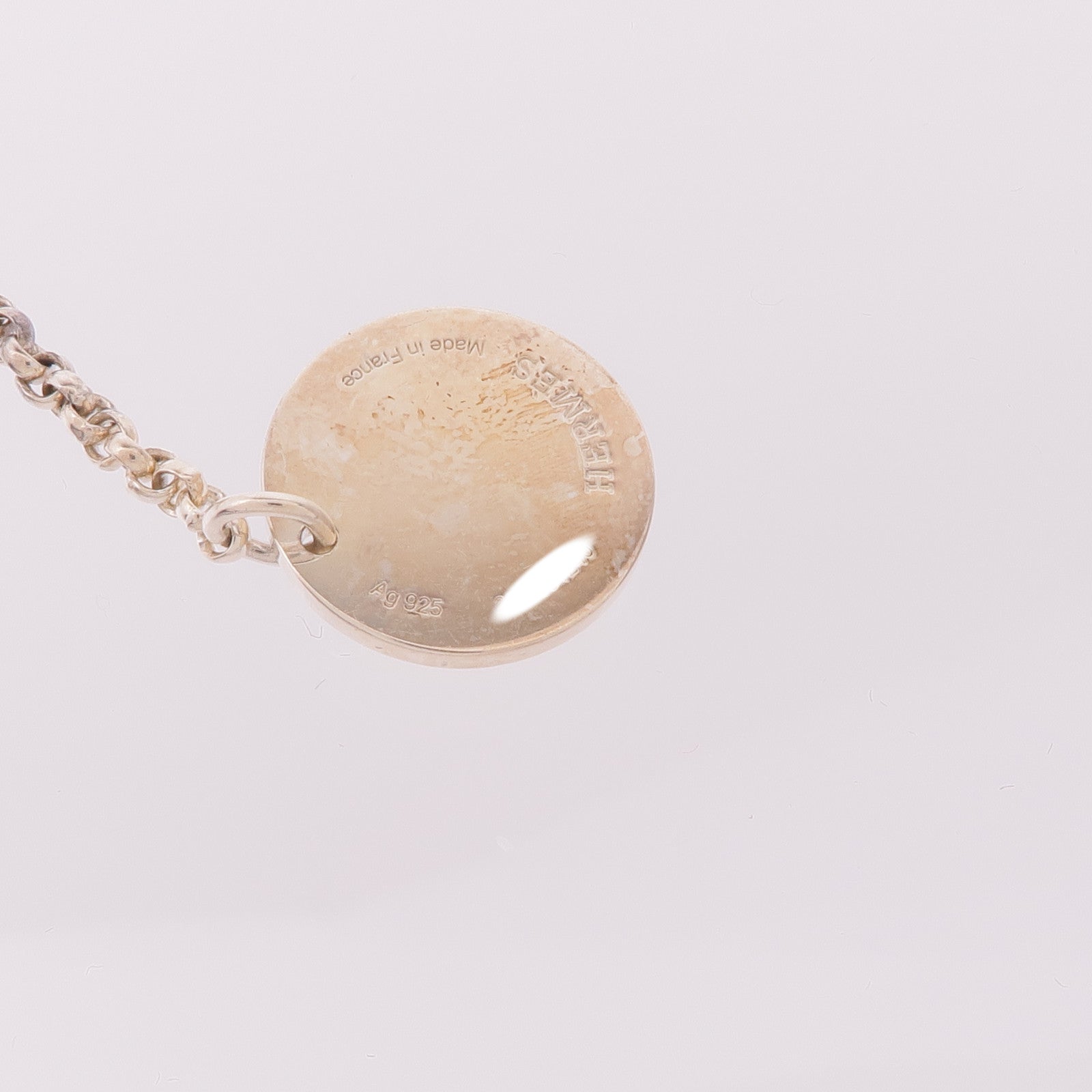 HERMES 925純銀/18K玫瑰金Ex-Libris Pendant Small Model項鍊