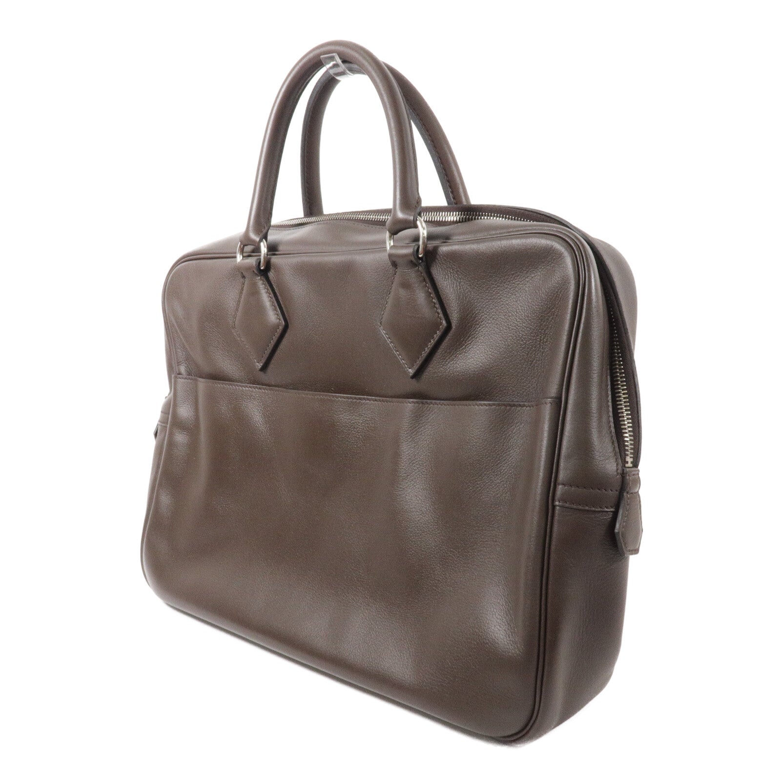 HERMES Evergrain皮革Plume Briefcase手挽袋Chocolate