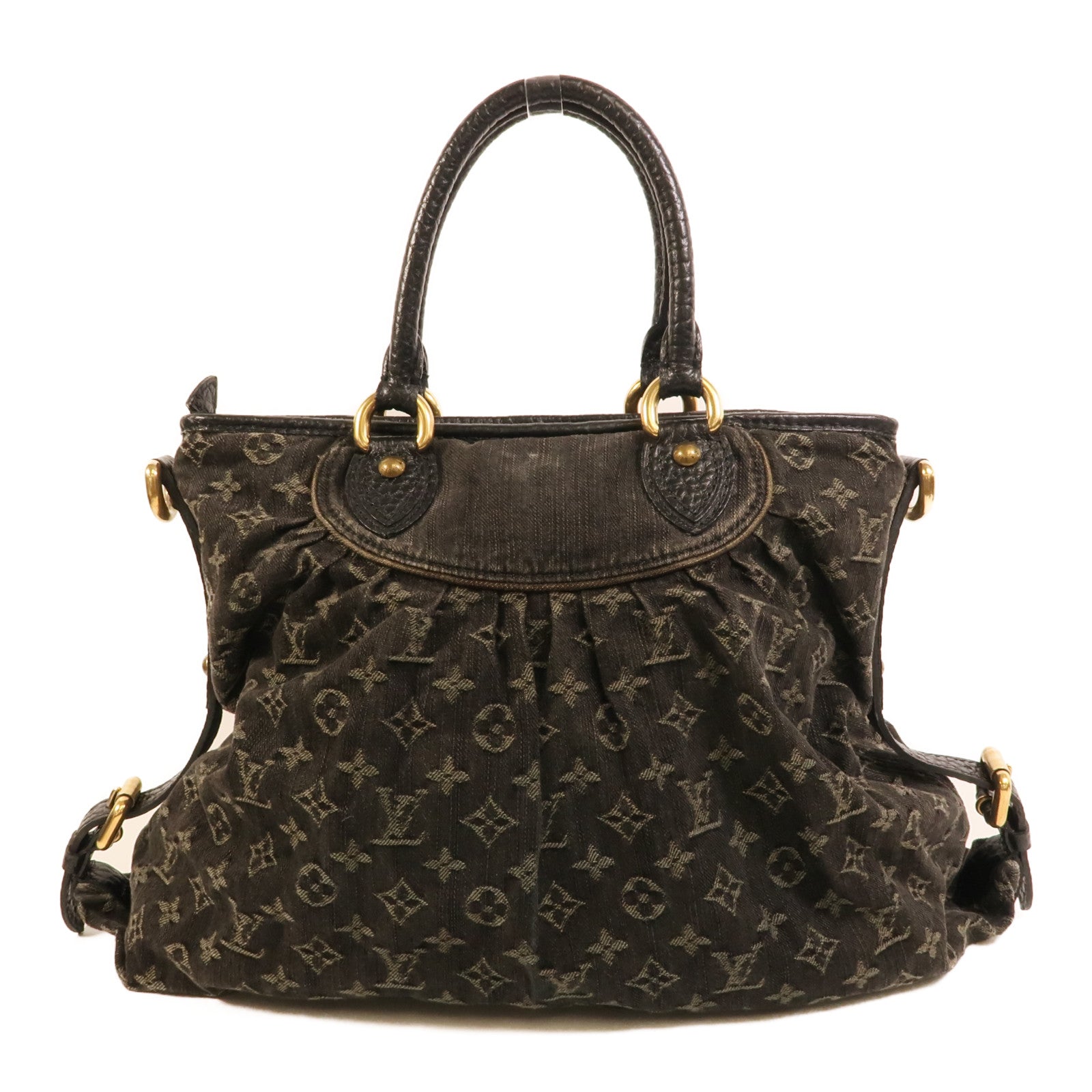 LOUIS VUITTON Monogram Denim Neo Cabby MM金扣手挽肩背兩用袋