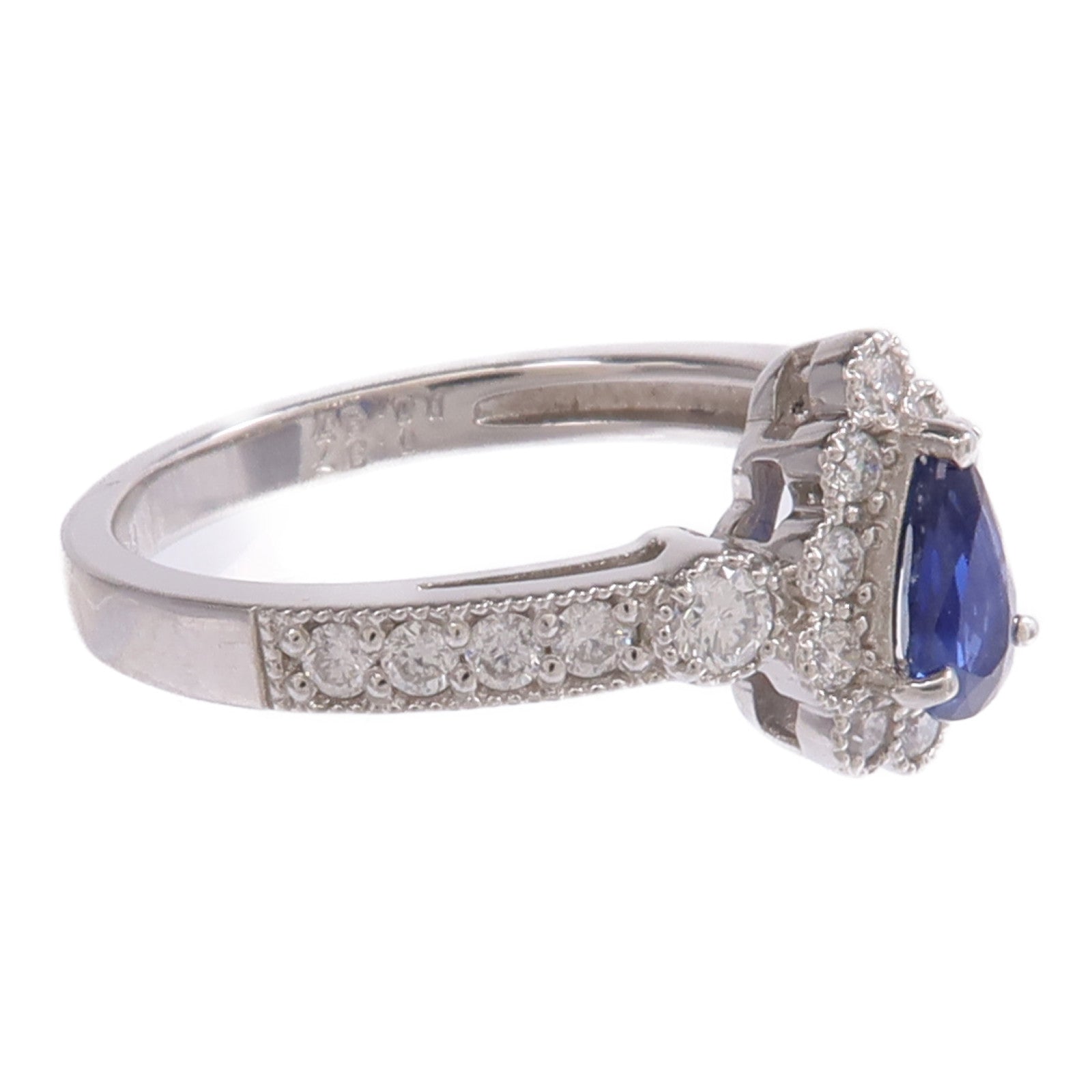 JEWELRY 【激減優惠】PT950鉑金Sapphire Diamond Ring藍寶石/鑽石戒指US#6