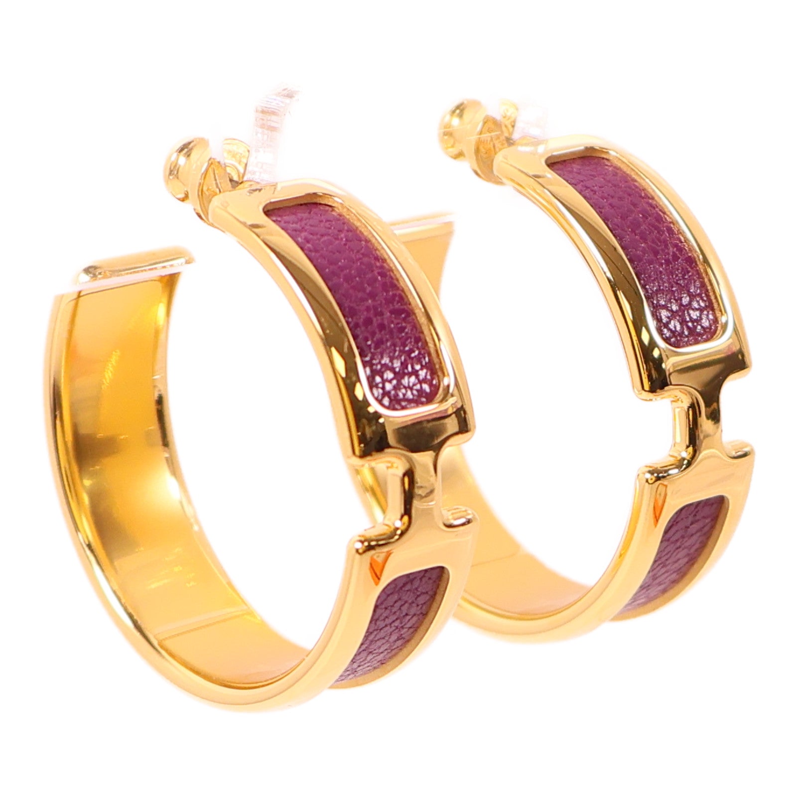 HERMES 金屬Olympe Earrings耳環金色/紫色