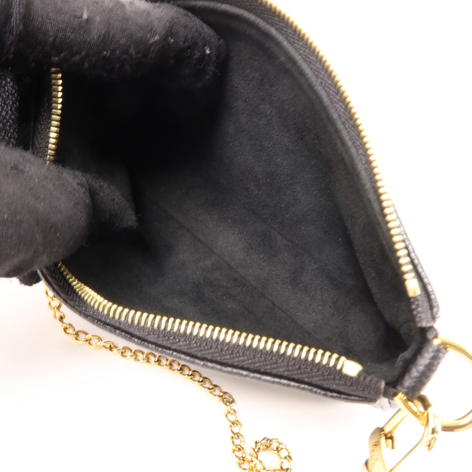 LOUIS VUITTON Monogram Empreinte Mini Pochette金扣鏈帶手挽袋