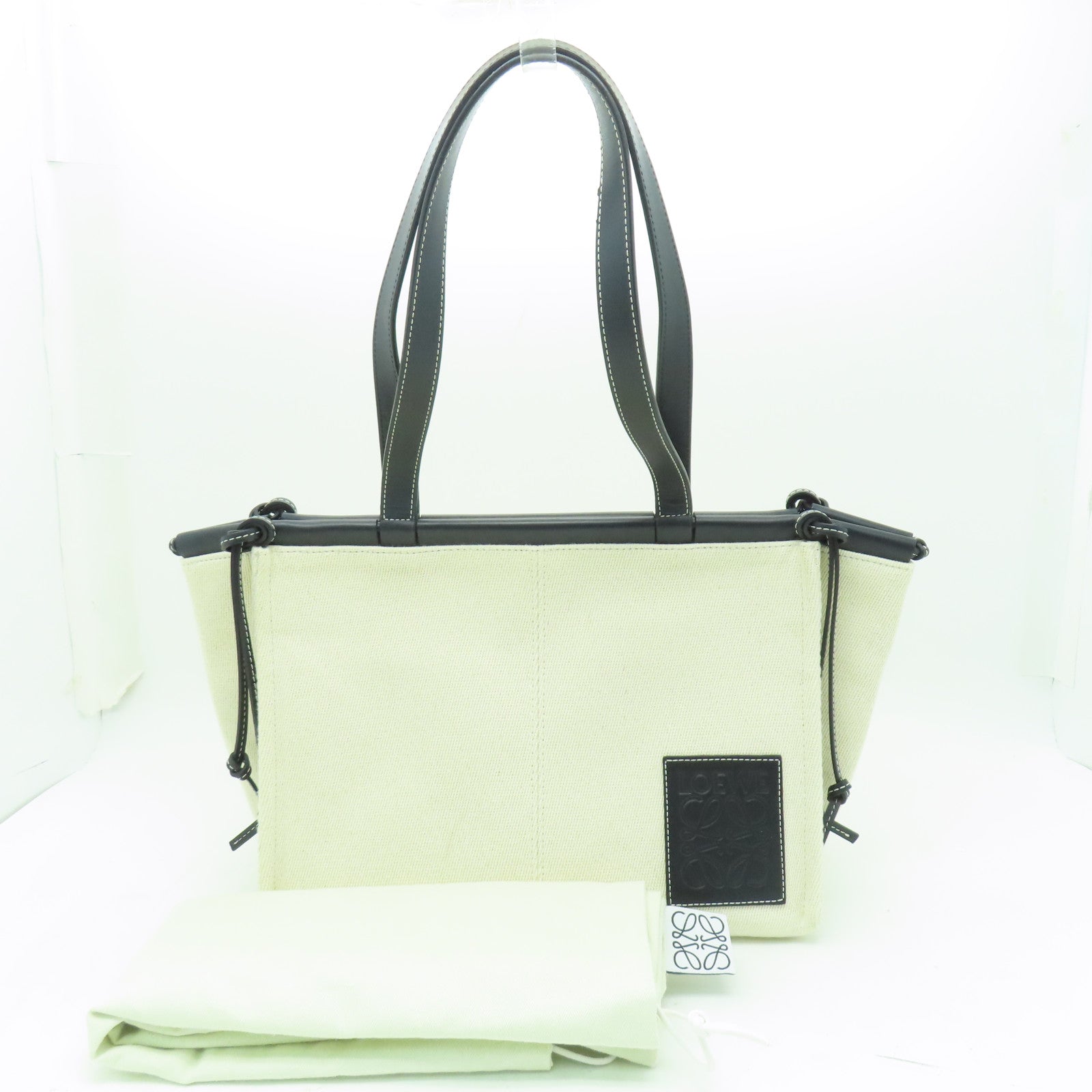 LOEWE 【清倉大減價】帆布Cushion Tote Bag肩背袋米色/黑色