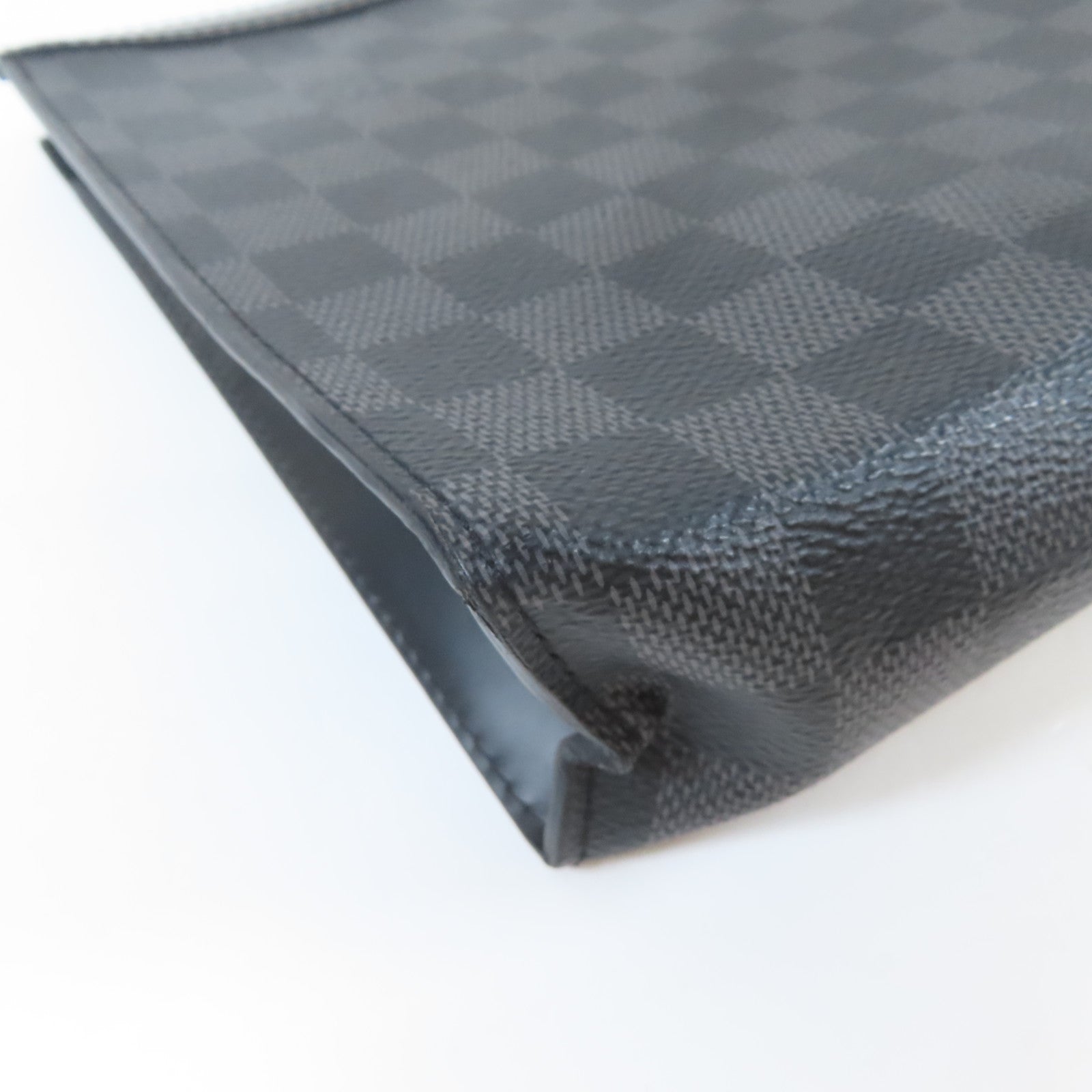 LOUIS VUITTON Damier Graphite Pochette Voyage銀扣手拿包黑色