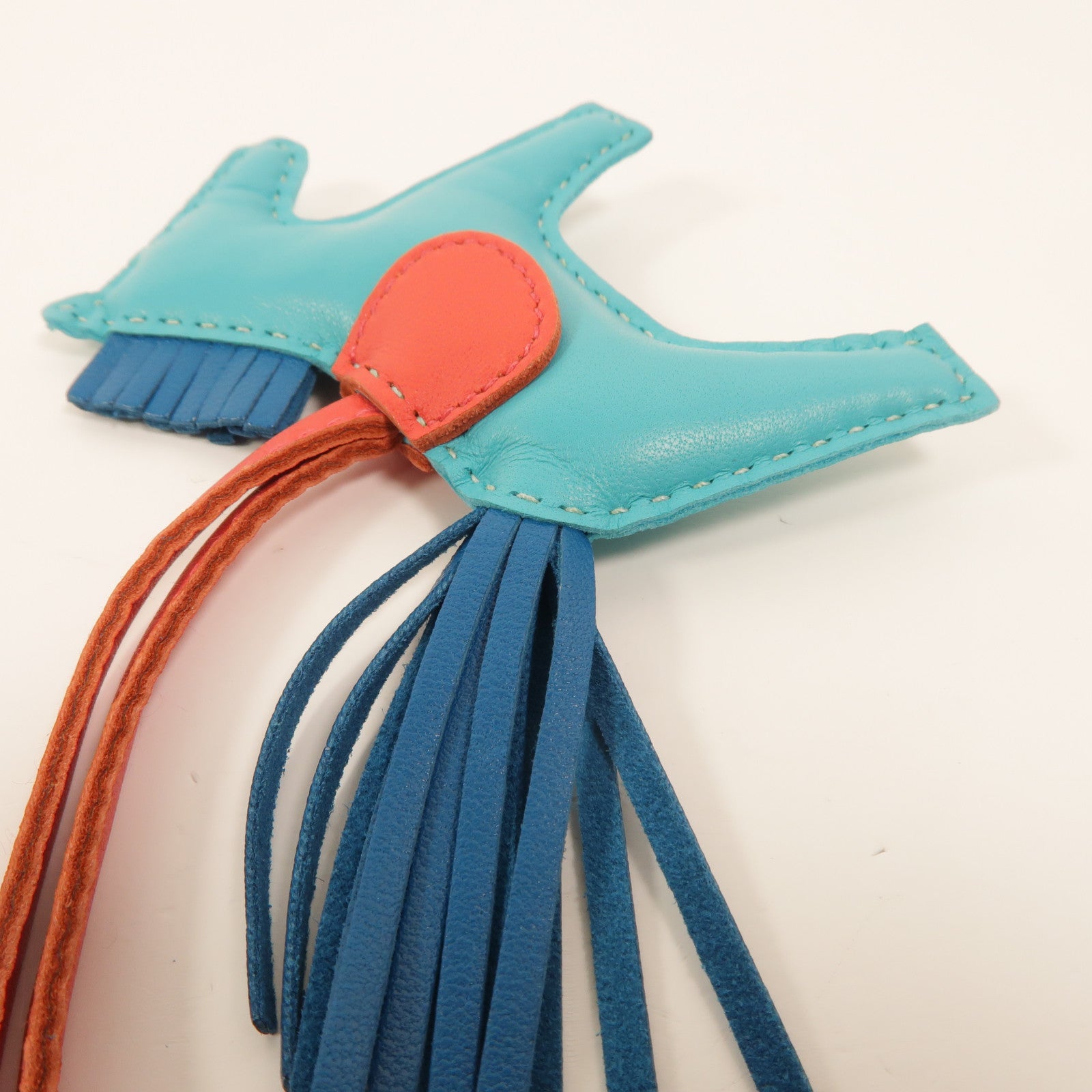 HERMES Milo皮革Rodeo PM掛飾7V Lagon/7W Bleu Izmir/A5 Bougainvillier