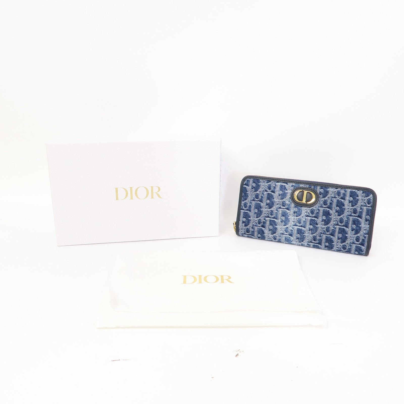Dior 【激減優惠】帆布Zipper Long Wallet金扣長錢包藍色
