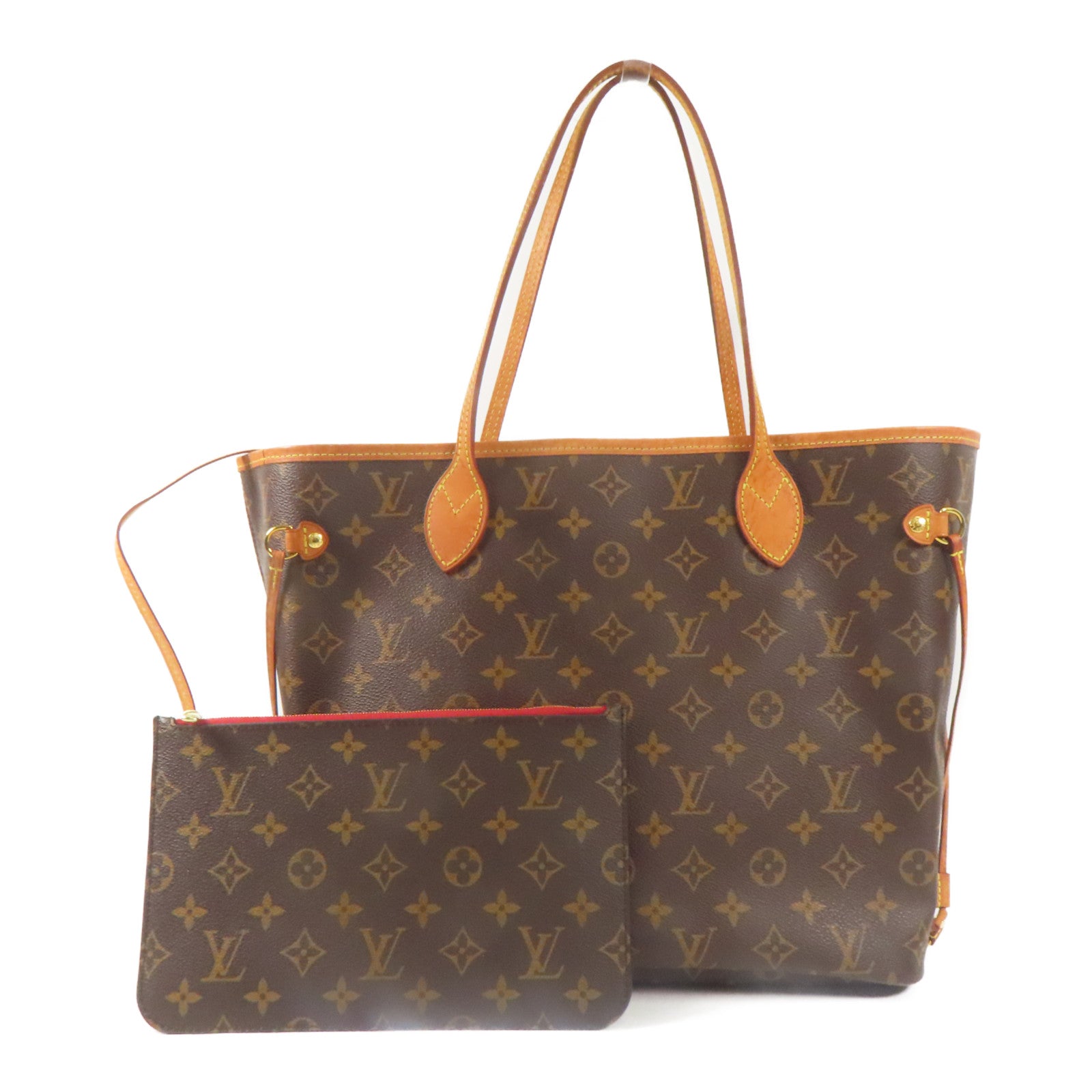 LOUIS VUITTON Monogram Neverfull MM金扣肩背袋手挽袋