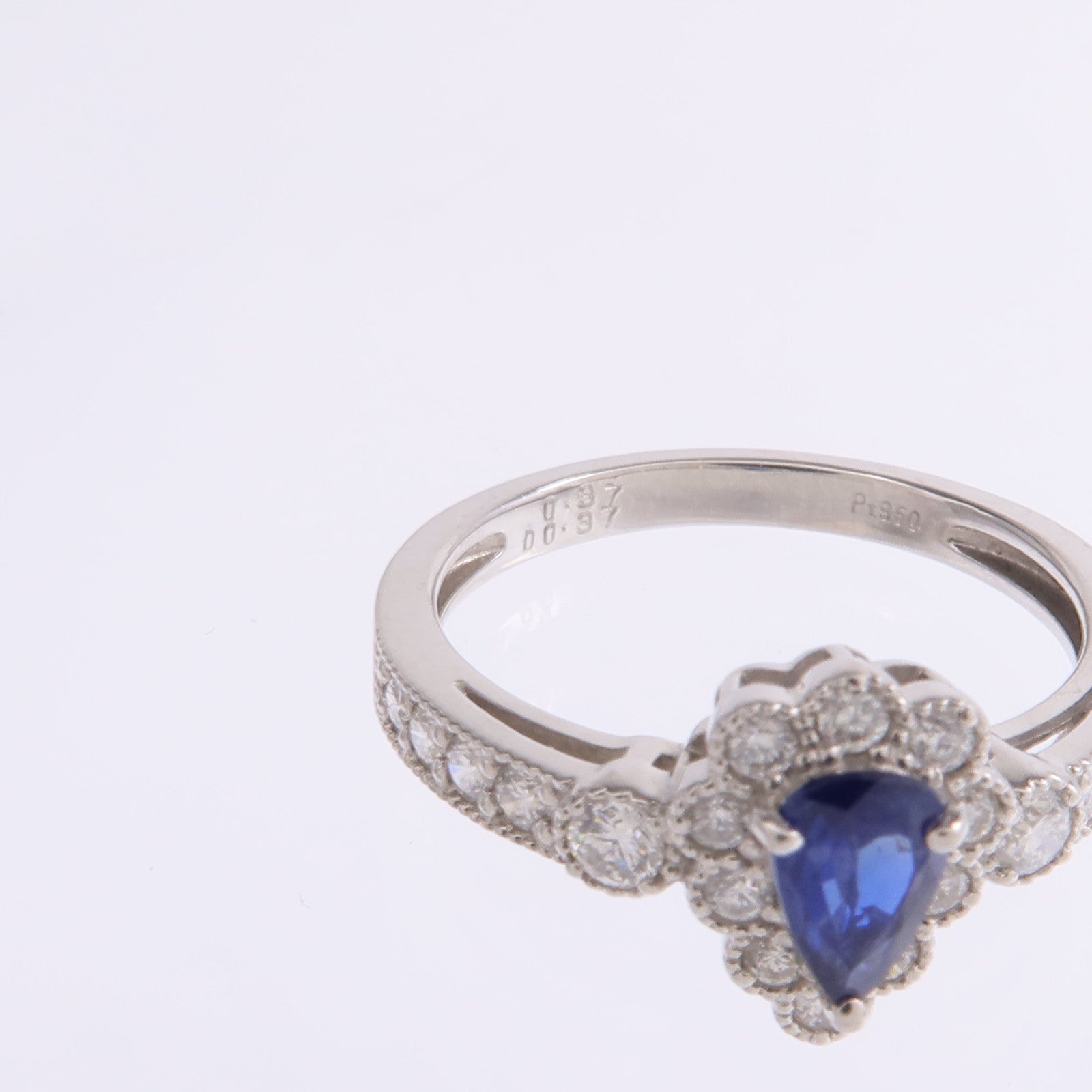 JEWELRY PT950鉑金Sapphire Diamond Ring藍寶石/鑽石戒指US#6