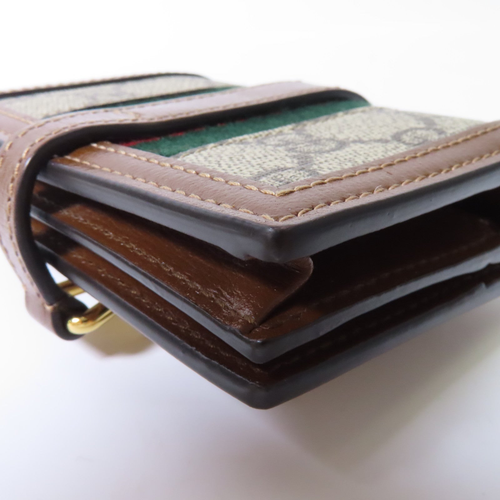 GUCCI GG Supreme帆布/皮革Jackie 1961 Card Case Wallet金扣錢包啡色/米色