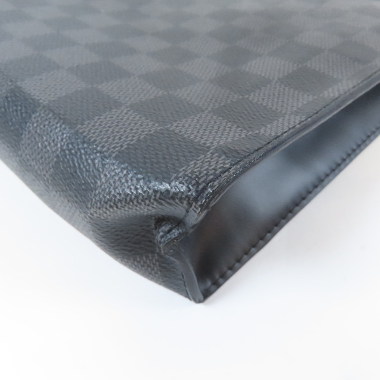 LOUIS VUITTON Damier Graphite Pochette Voyage銀扣手拿包黑色