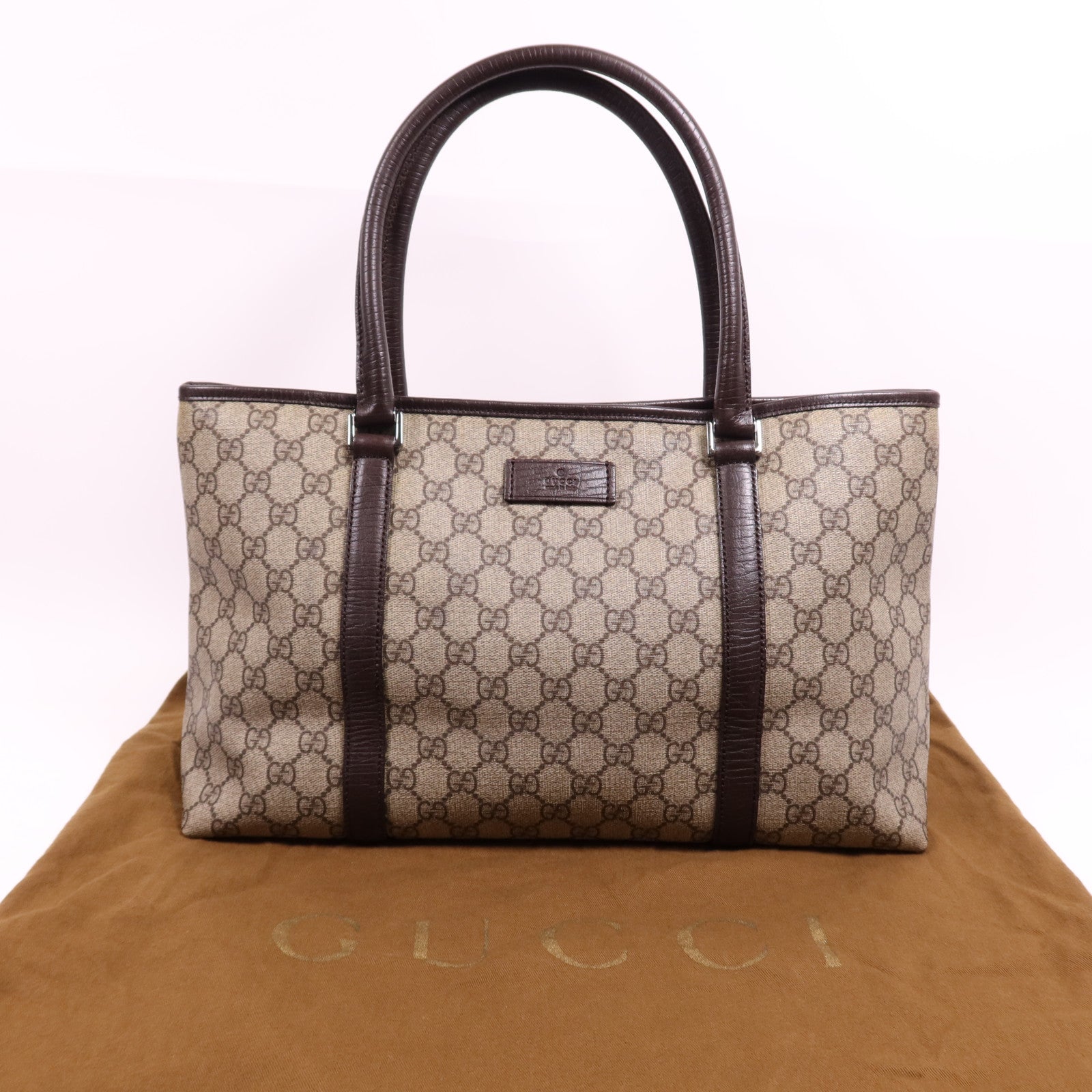 GUCCI 塗層帆布Tote銀扣肩背袋