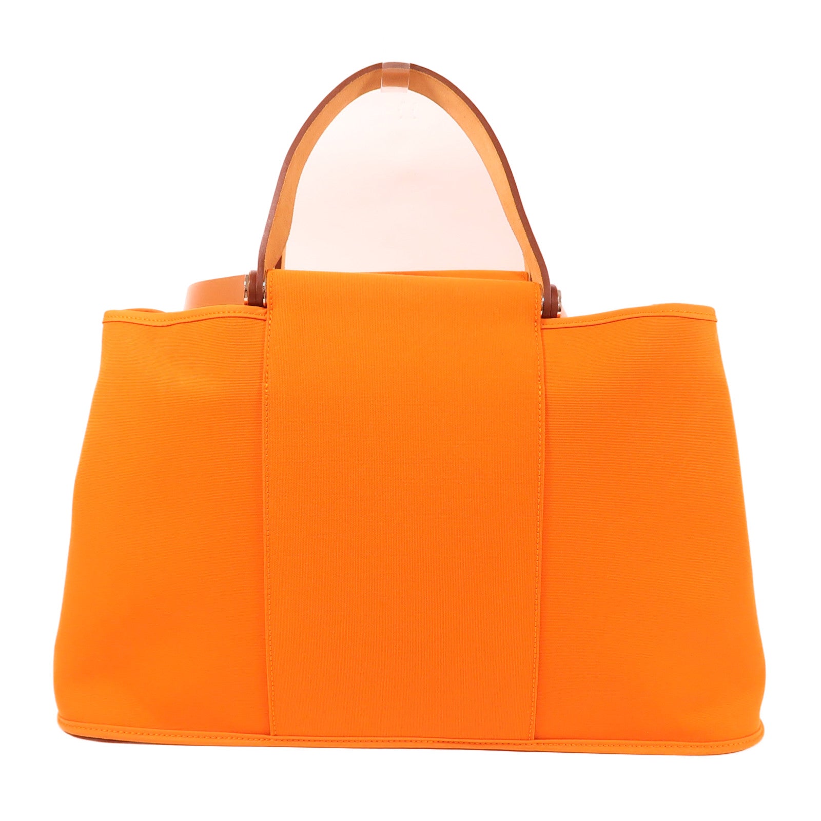 HERMES 帆布Cabag銀扣手挽肩背兩用袋Orange
