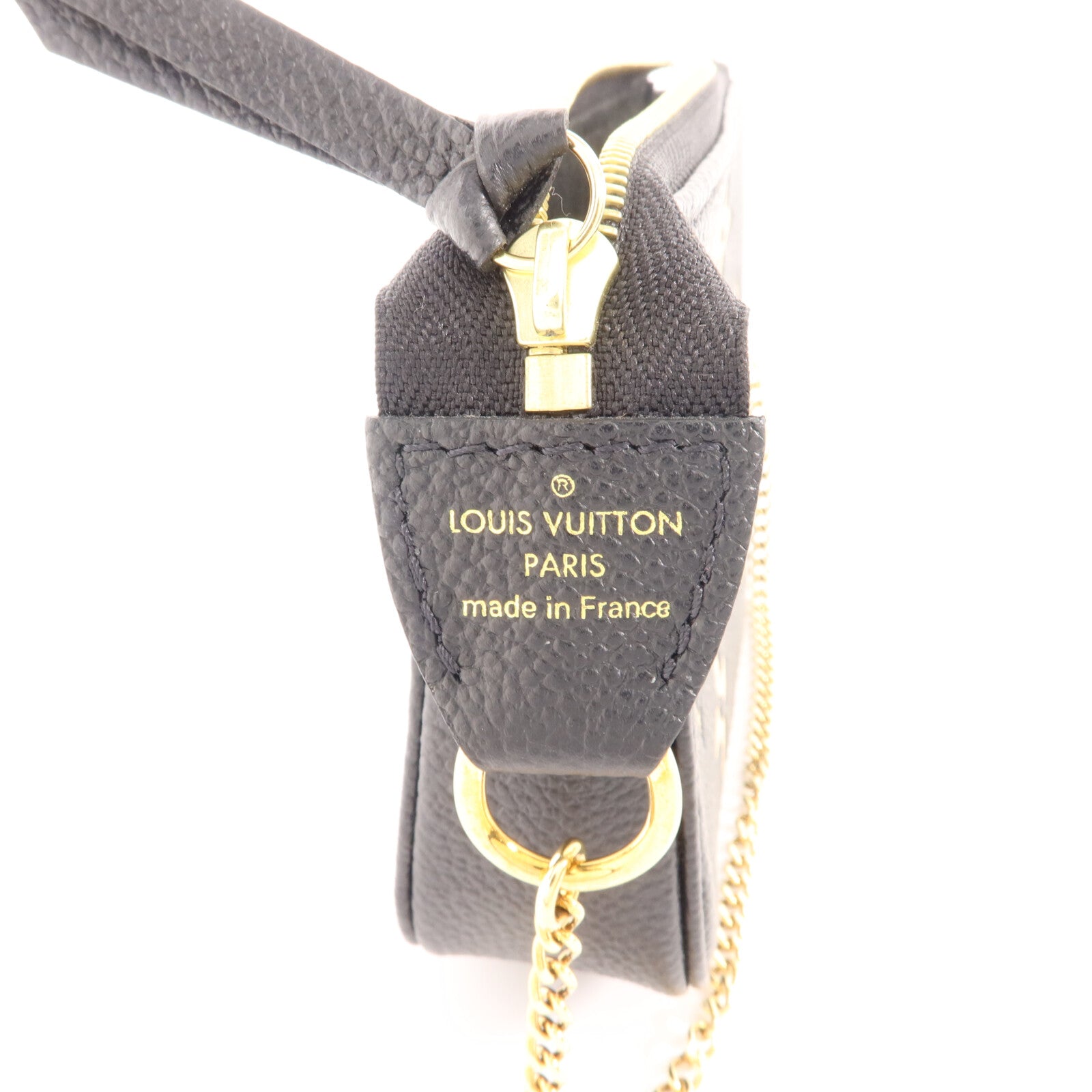 LOUIS VUITTON Monogram Empreinte Mini Pochette金扣鏈帶手挽袋