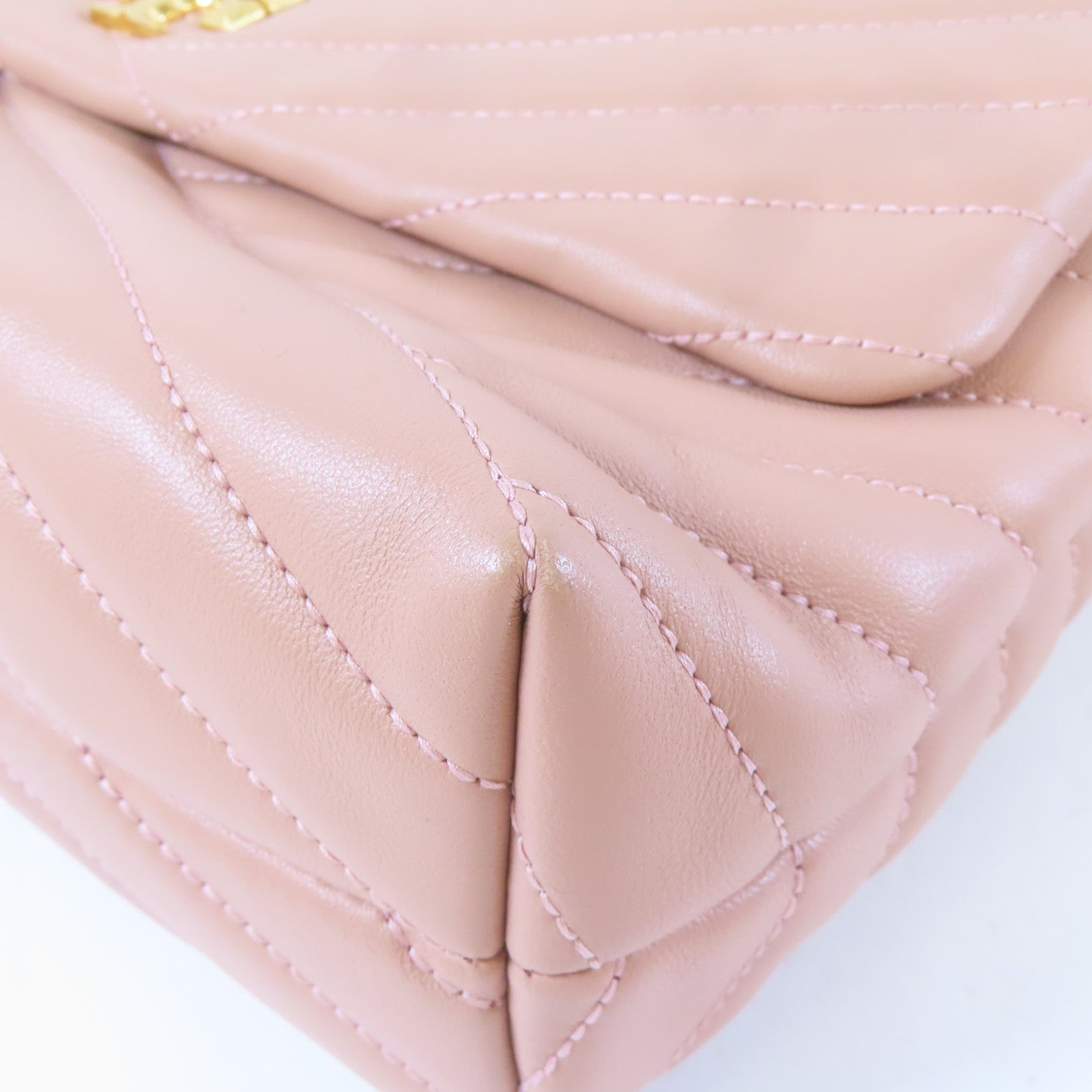 Tory Burch 【激減優惠】納帕皮革Kira Chevron Convertible Shoulder Bag金扣鏈帶肩背袋粉紅色