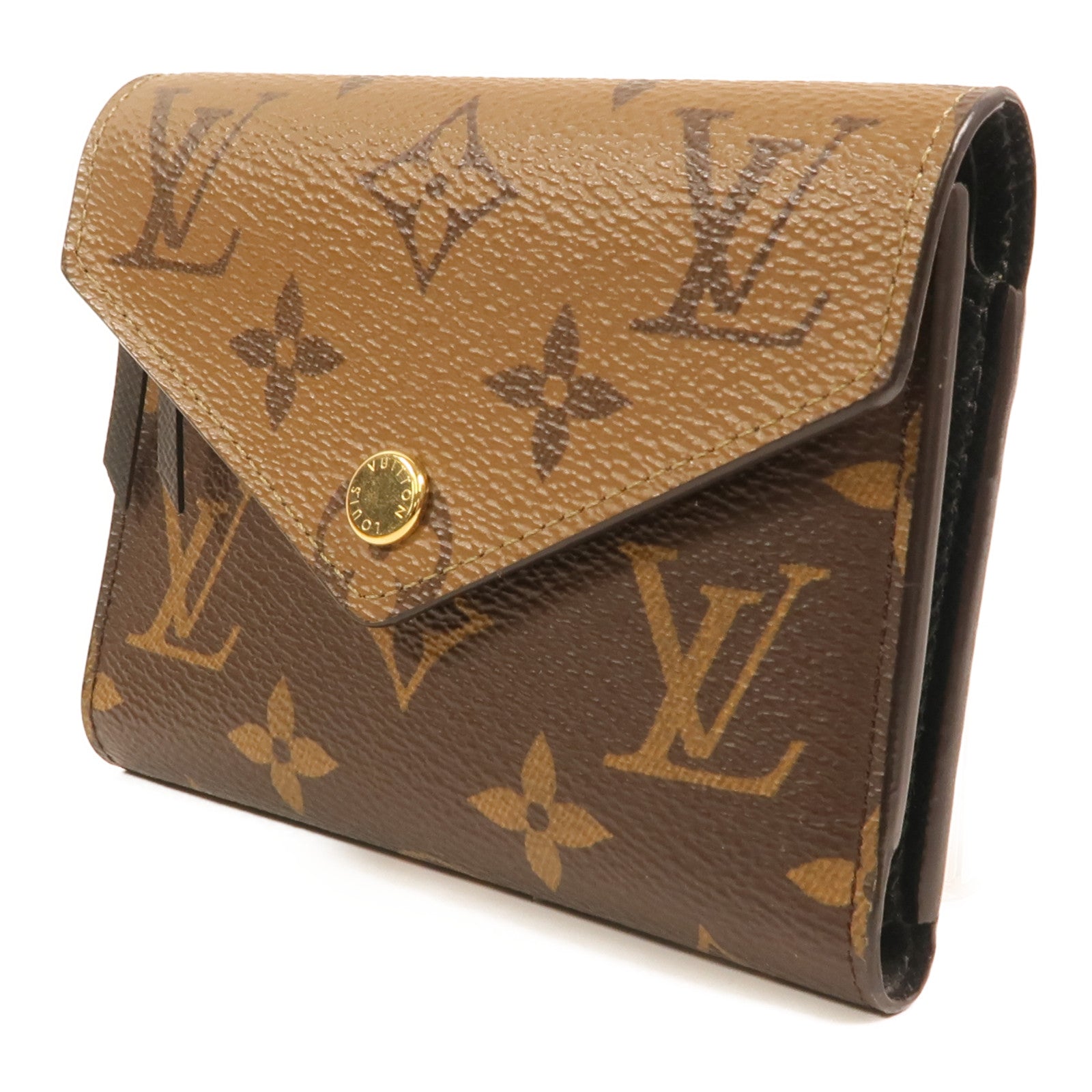LOUIS VUITTON Monogram/Monogram Reverse Victorine Wallet金扣錢包棕色