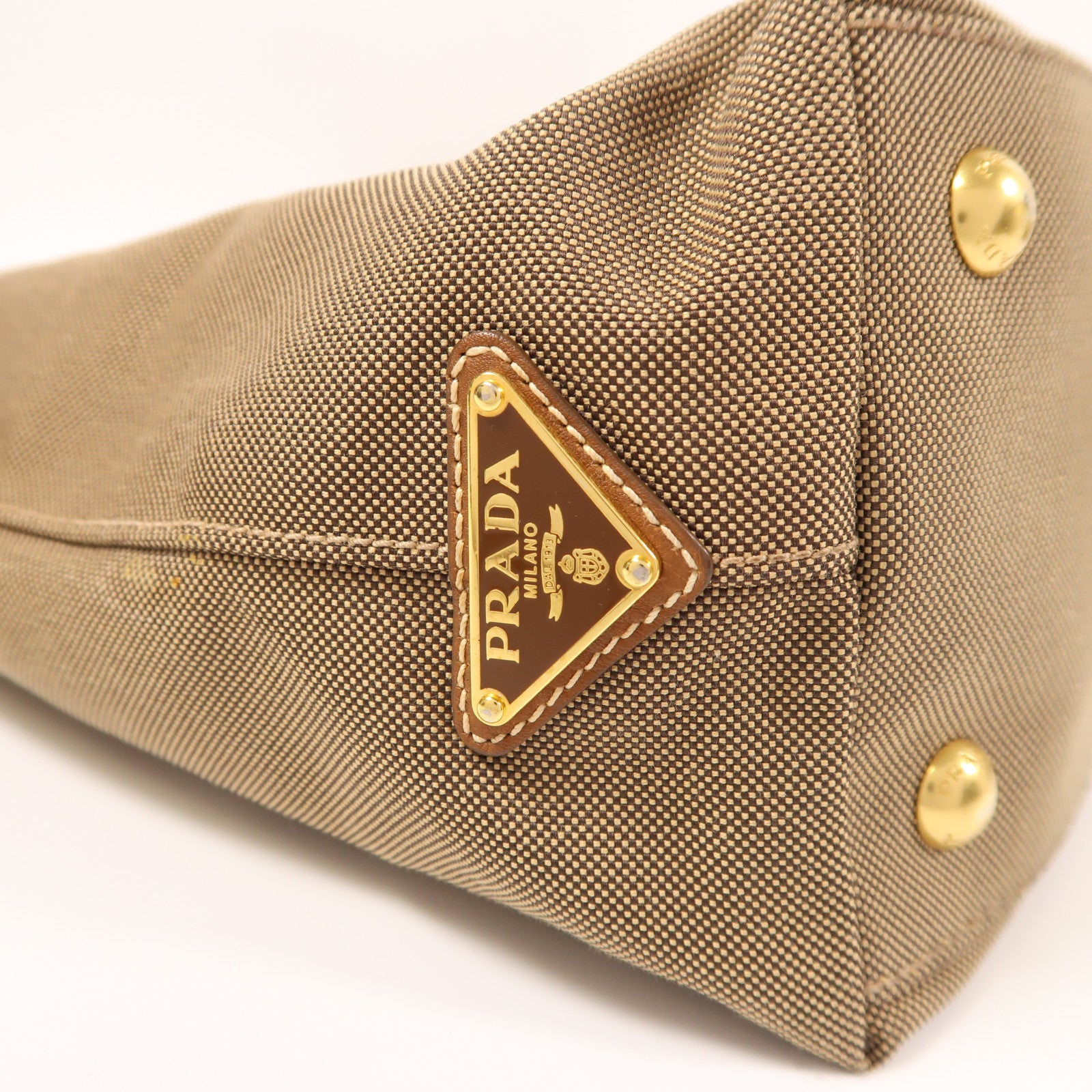PRADA 帆布2 Way Shoulder金扣手挽肩背兩用袋