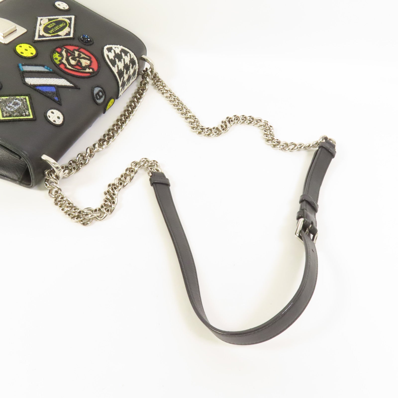 Dior 牛皮皮革Chain Shoulder銀扣鏈帶肩背袋