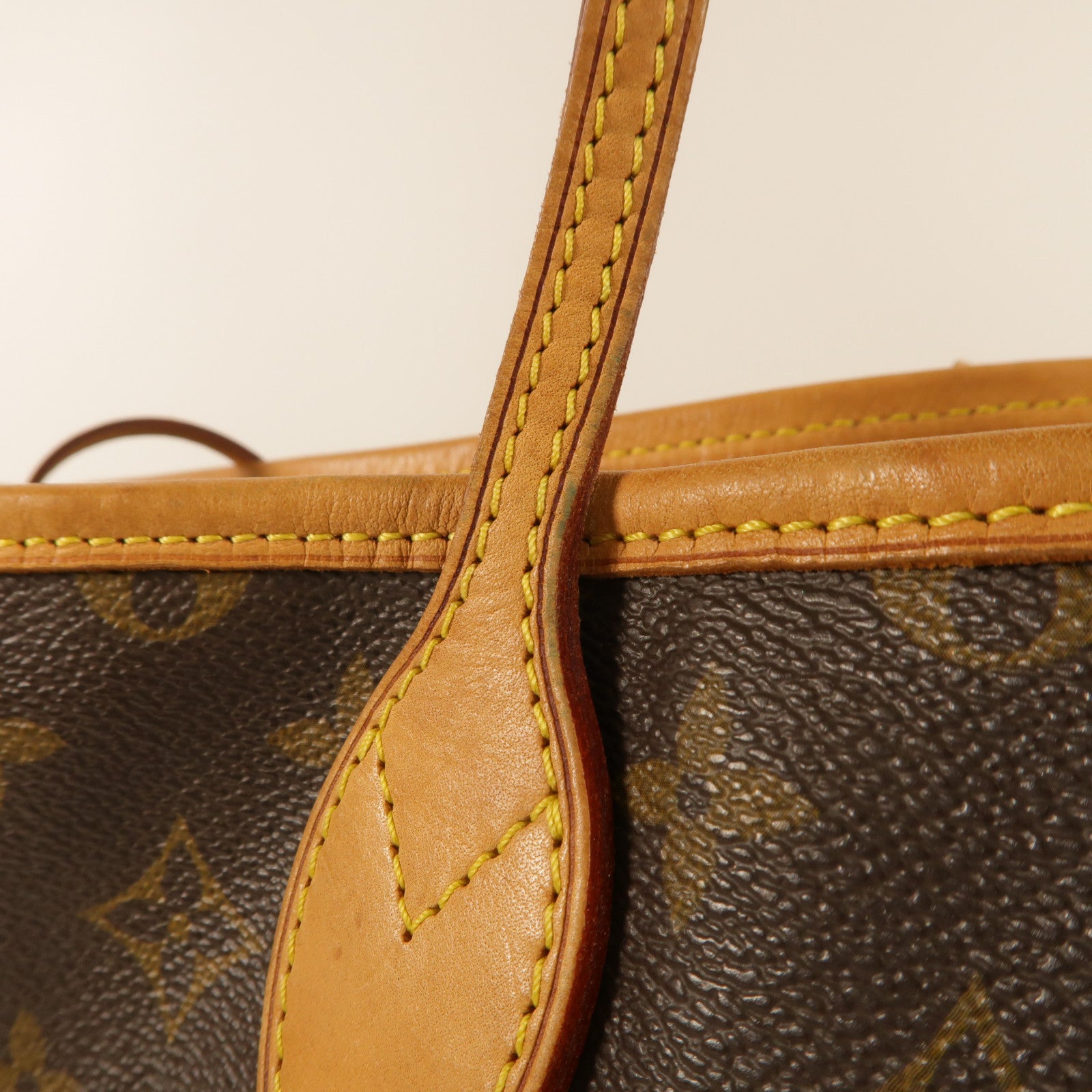 LOUIS VUITTON Monogram Neverfull GM金扣手挽袋棕色