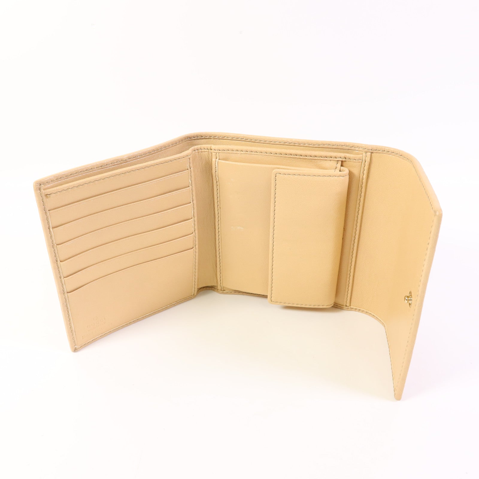 GUCCI 牛皮皮革Trifold Wallet金扣錢包