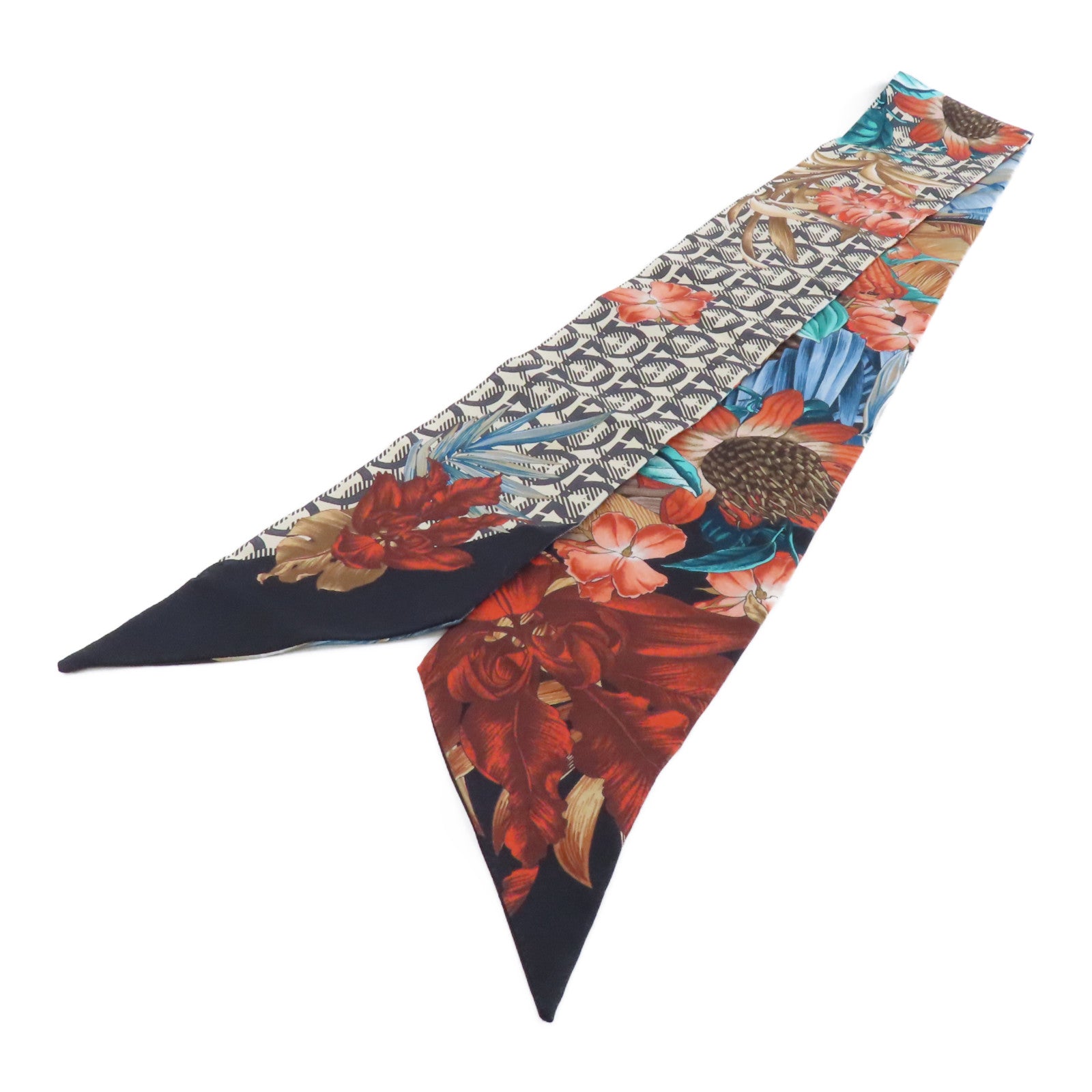 Salvatore Ferragamo 絲質Scarf絲巾黑色/彩色