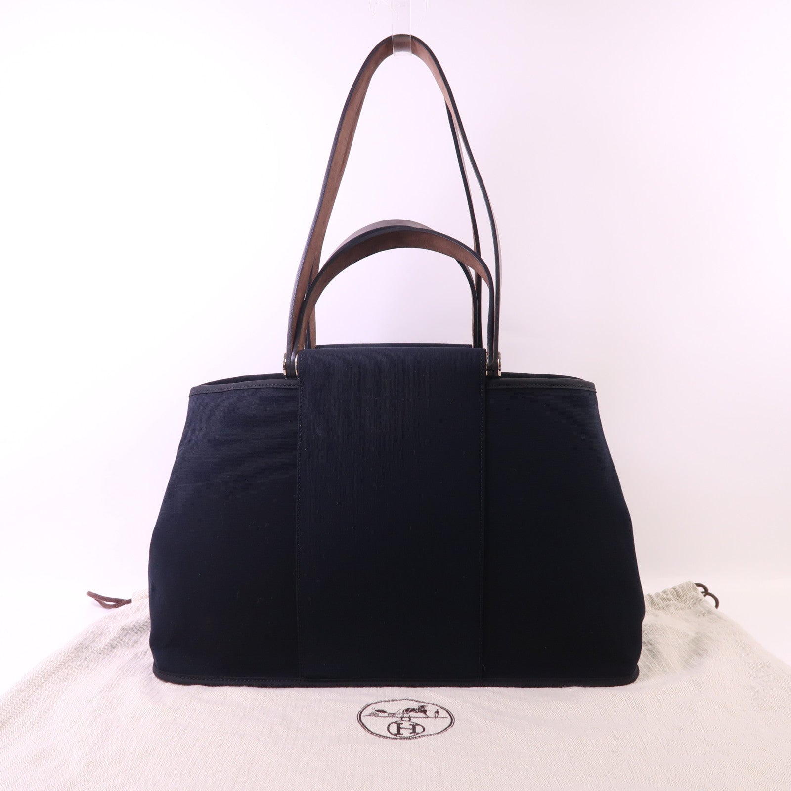 HERMES 帆布Cabag銀扣手挽肩背兩用袋