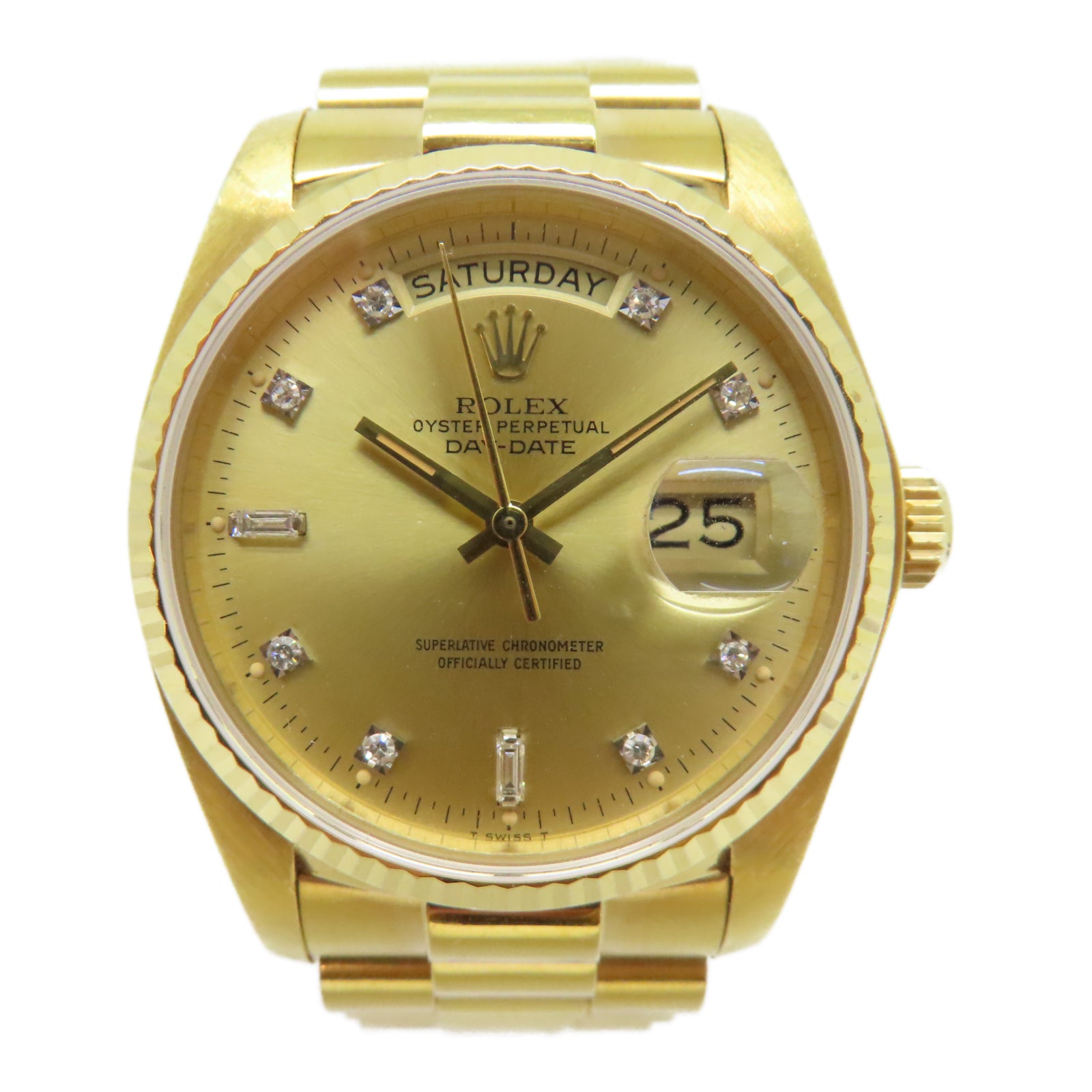 ROLEX Day-Date 36 18K黃金/鑽石自動機芯手錶金色