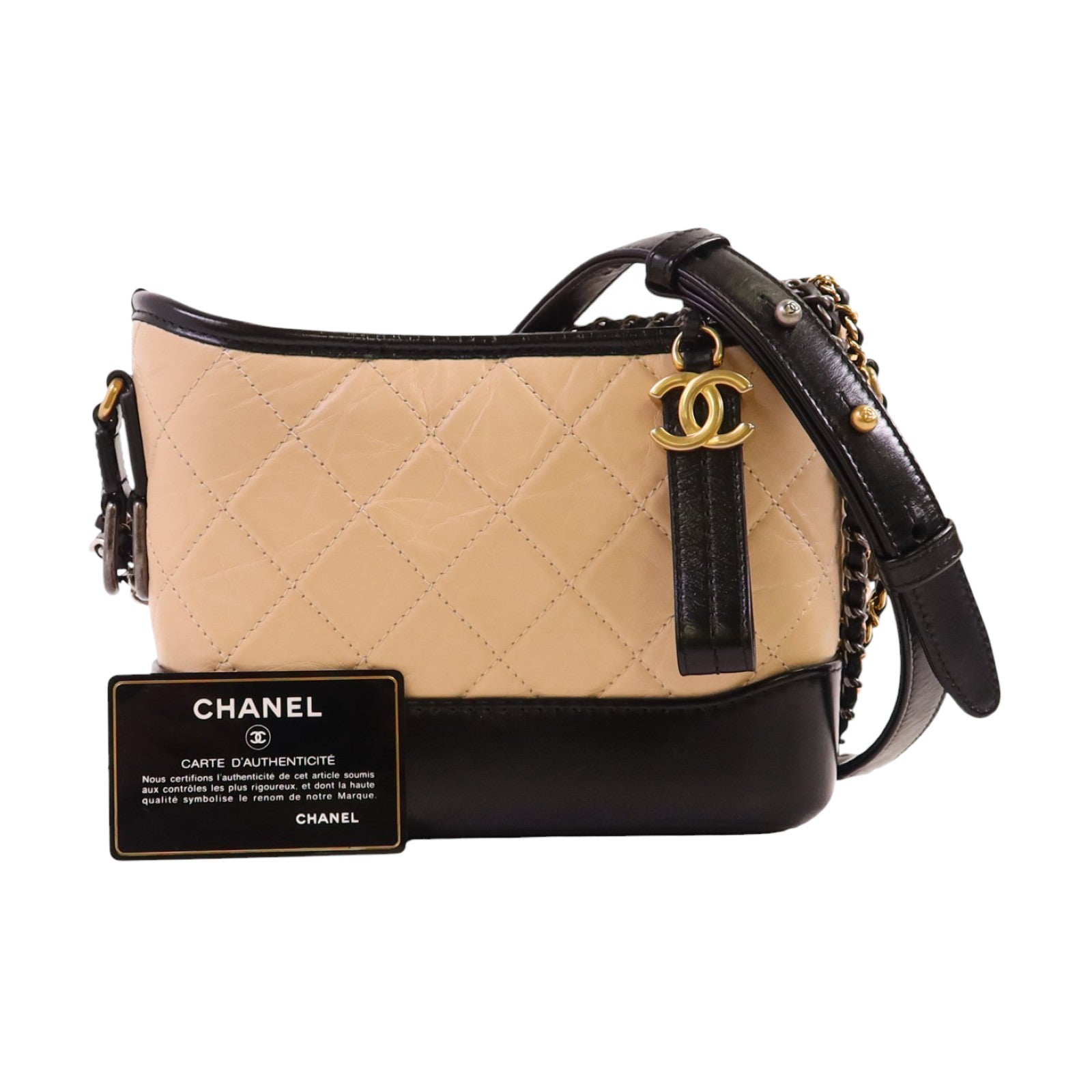 CHANEL 牛皮皮革Gabrielle Small金扣鏈帶肩背袋