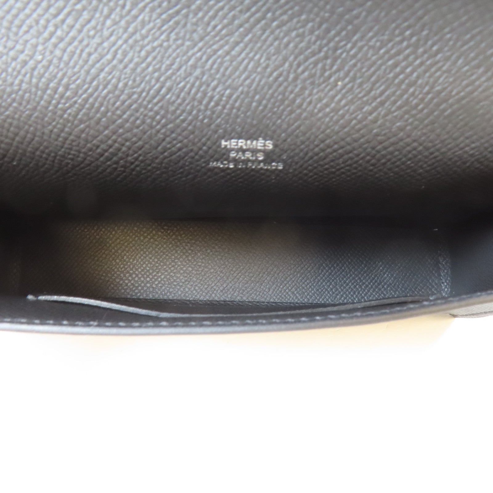 HERMES Epsom皮革Portefeuille Sac Hermesnap銀扣肩背袋黑色