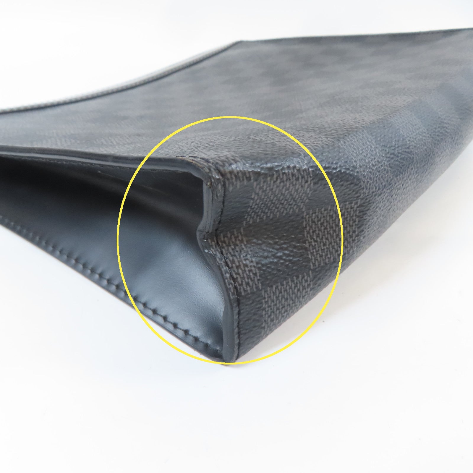 LOUIS VUITTON Damier Graphite Pochette Voyage銀扣手拿包黑色