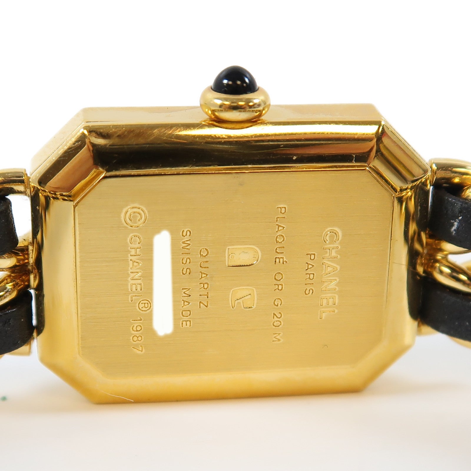 CHANEL Premiere鍍金/皮革帶手錶石英機芯黑色